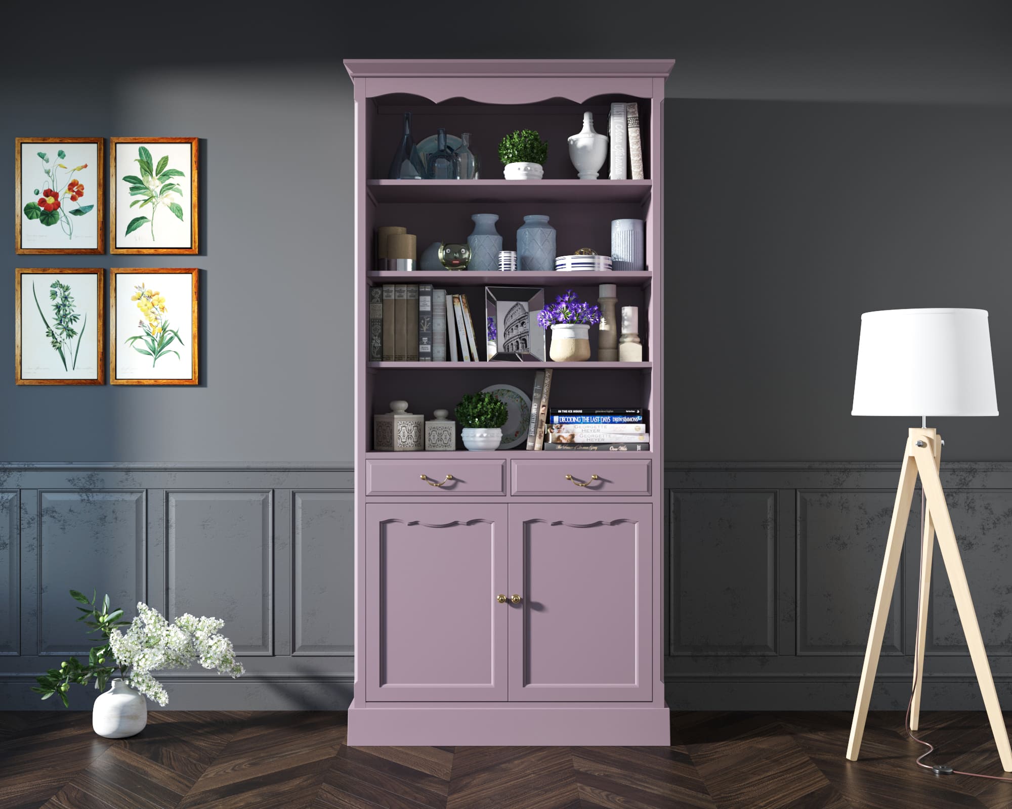 Книжный шкаф "Leontina Lavanda" арт ST9330L в интерьере