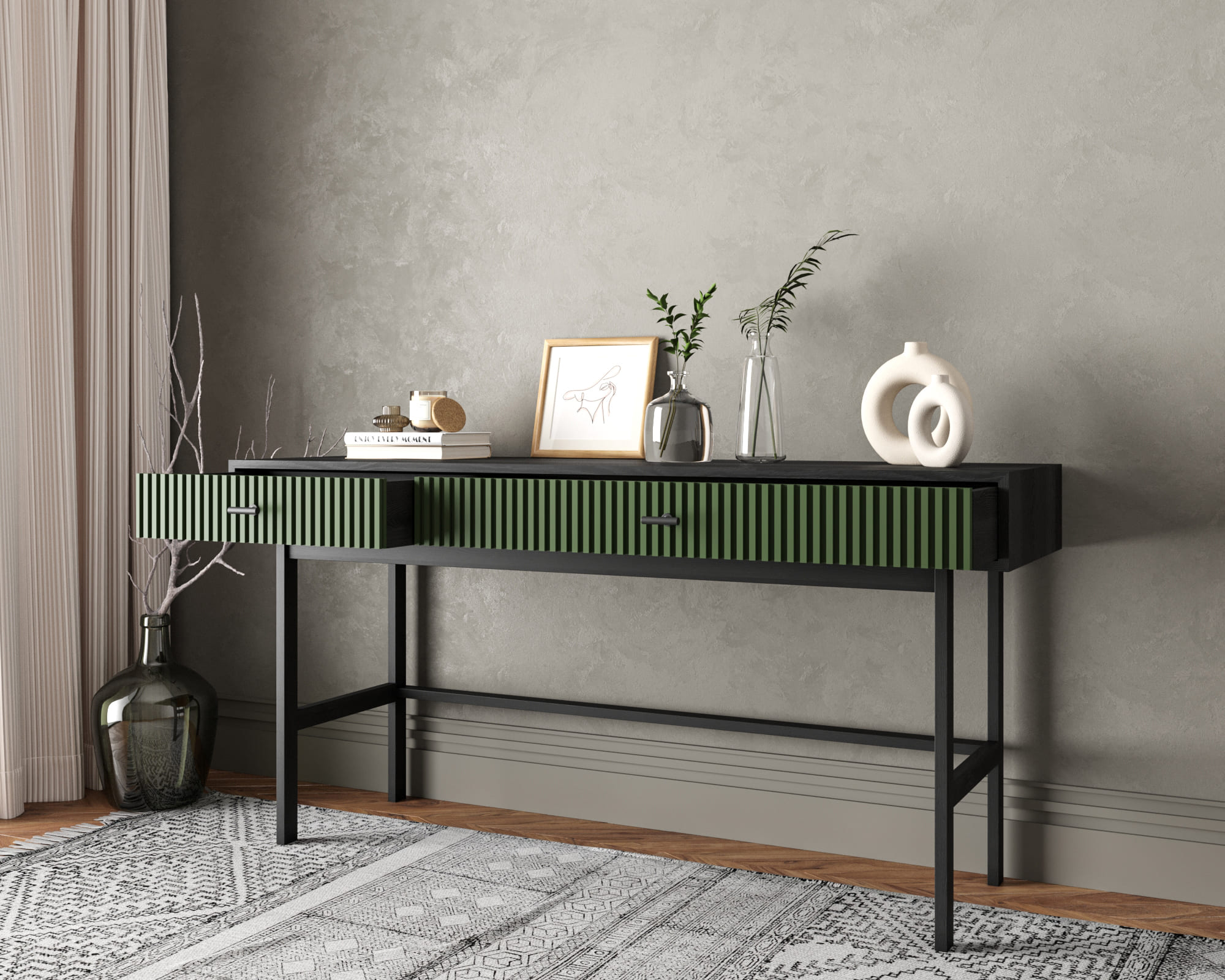 купить Консоль с двумя ящиками "Emerson" арт EM22/green/L