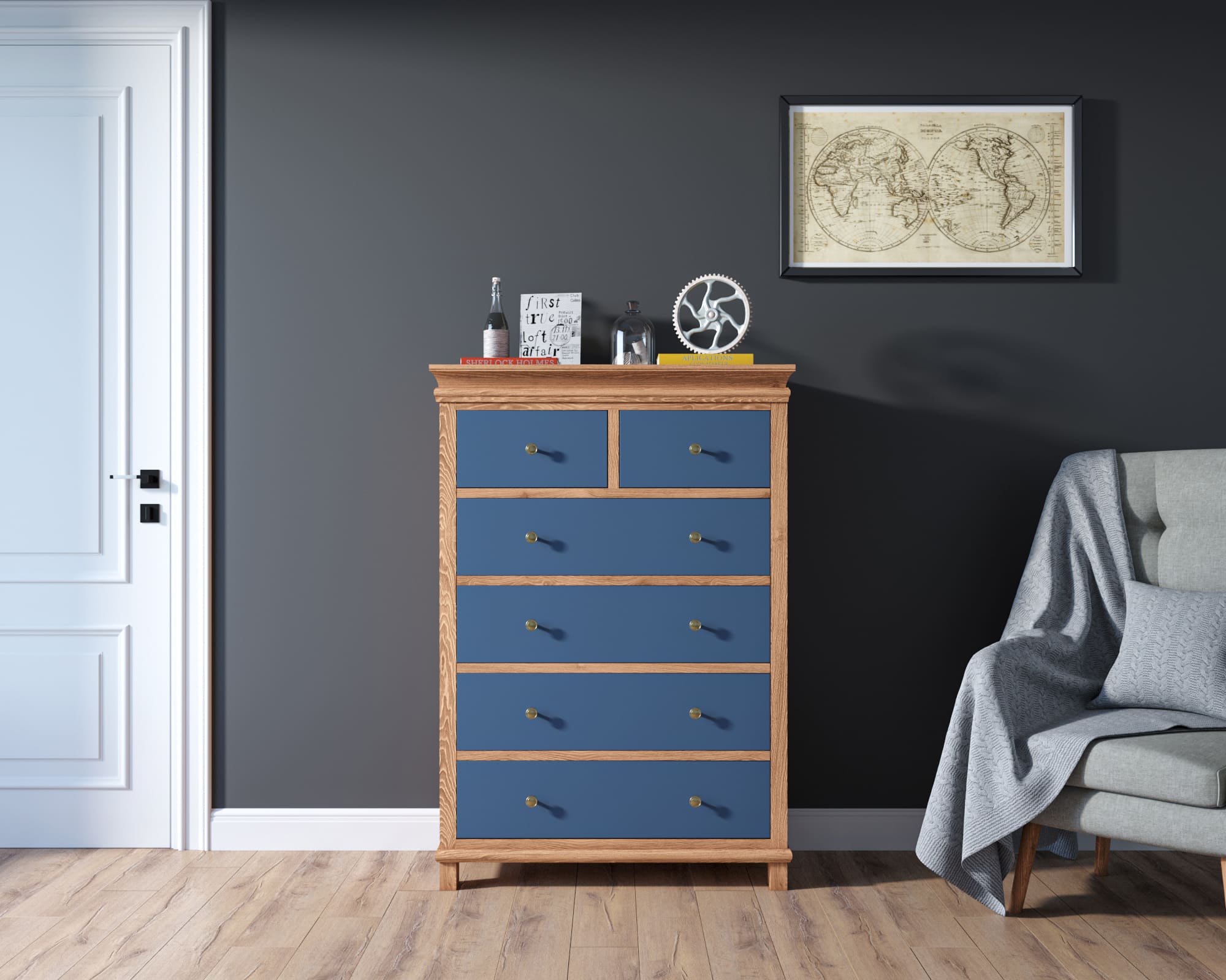 Комод "Jules Verne" высокий из березы и ясеня арт JV35ETGYB в интернет-магазине в Москве Комод "Jules Verne" высокий из березы и ясеня арт JV35ETGYB в интернет-магазине