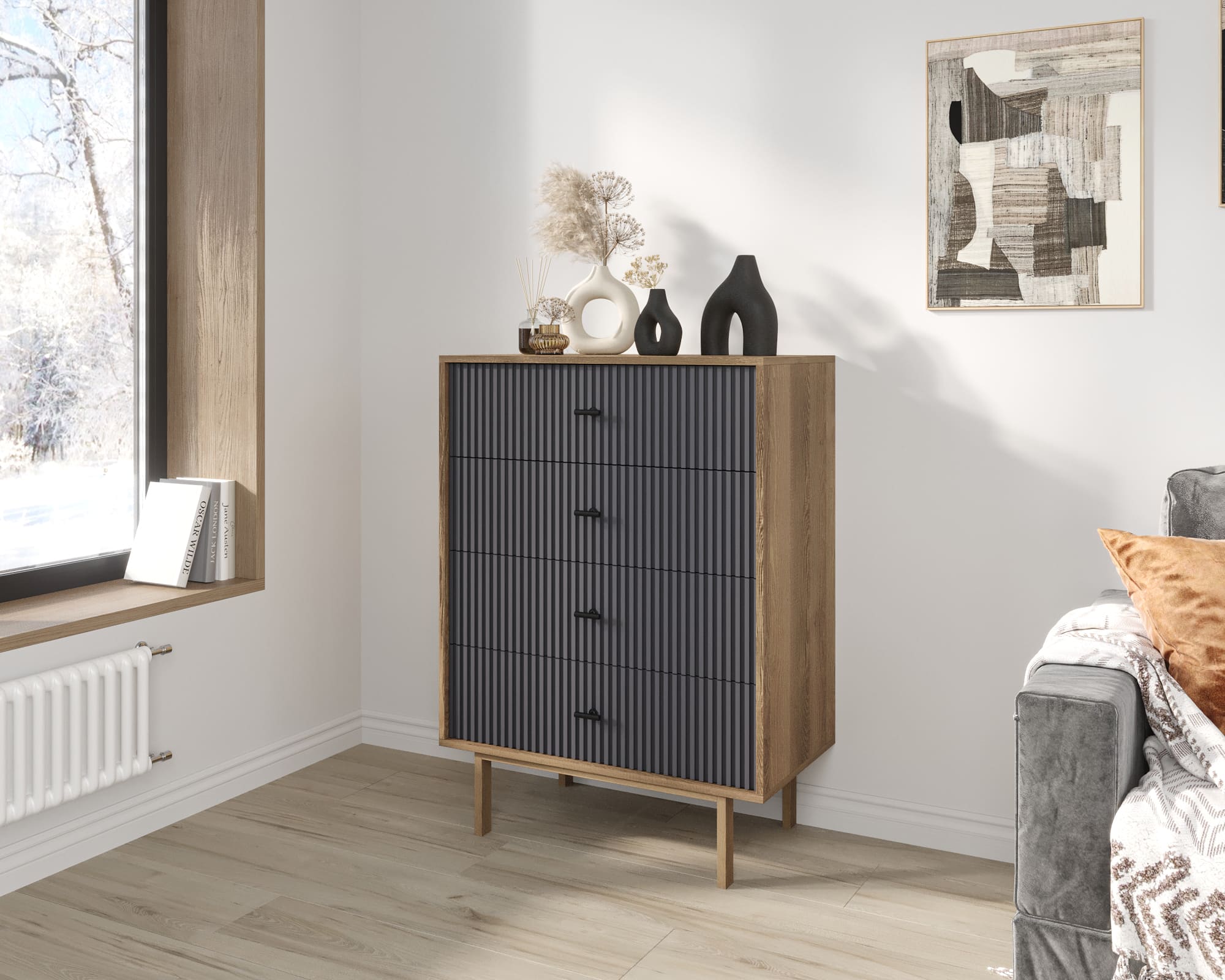 заказать Комод вертикальный с четырьмя ящиками "Emerson" арт EM18/7024/L