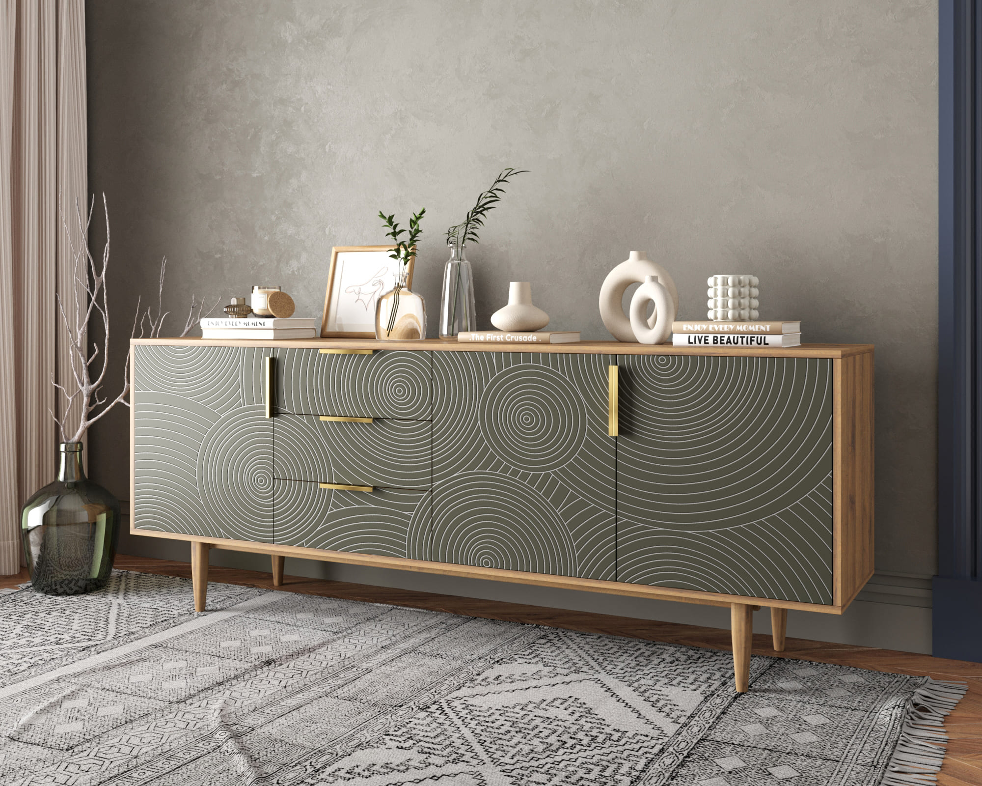 заказать Комод "Line" удлиненный R25/browngrey