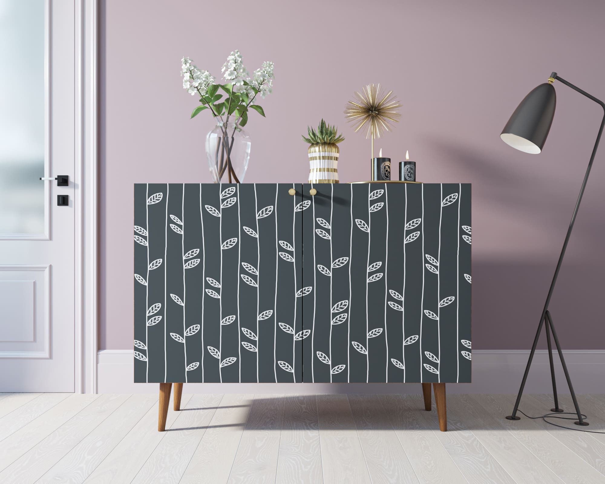 Комод "Berber" две дверки 18 принт арт BB04/Print_18 в интерьере