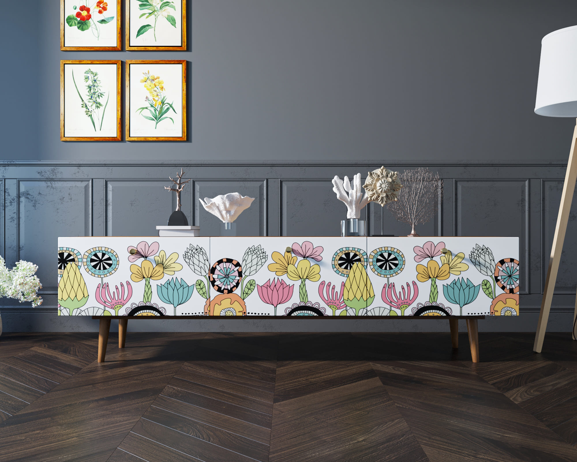 фото Комод "Berber" с ящиками низкий под TV арт BB19/Print_03