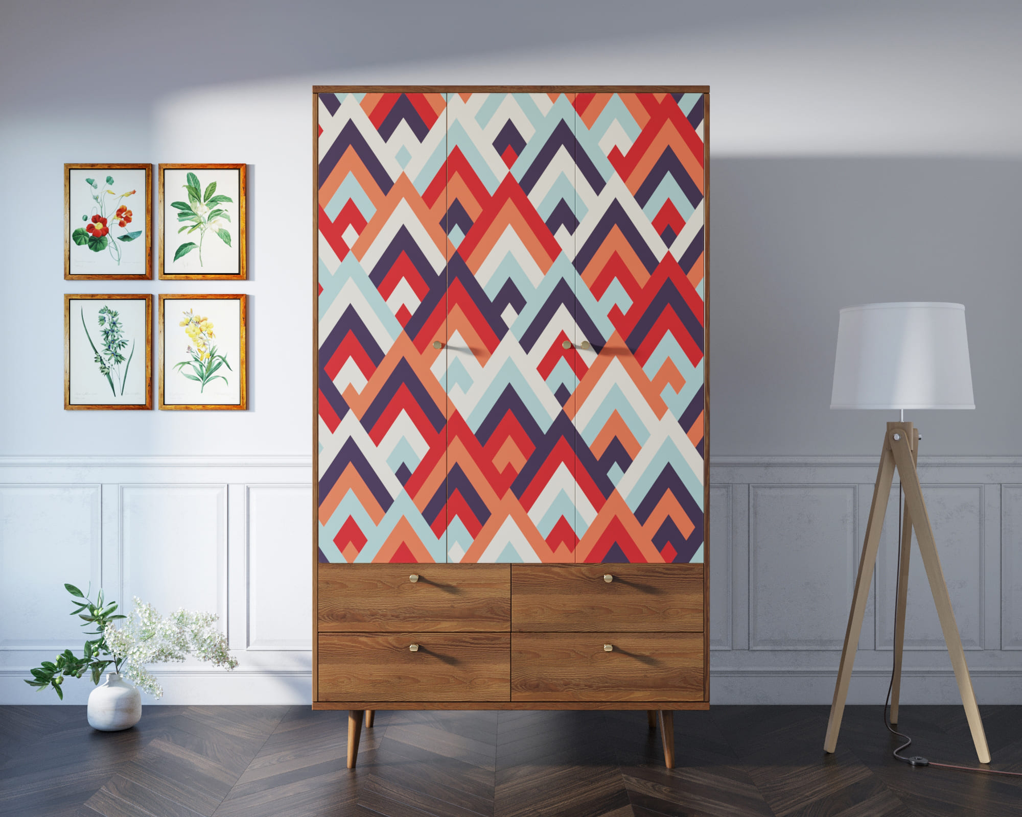 Шкаф трехстворчатый "Berber" принт 2 арт BB02/Print_02 в интерьере в Москве Шкаф трехстворчатый "Berber" принт 2 арт BB02/Print_02 в интерьере