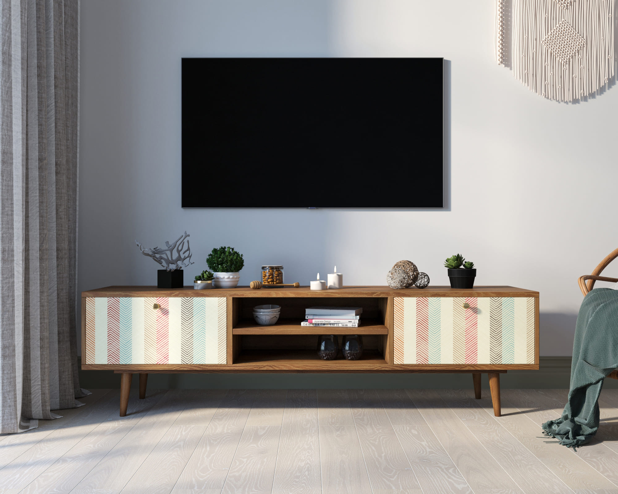 Комод "Berber" с нишей низкий под TV принт 45 арт BB49/Print_45 в интернет-магазине