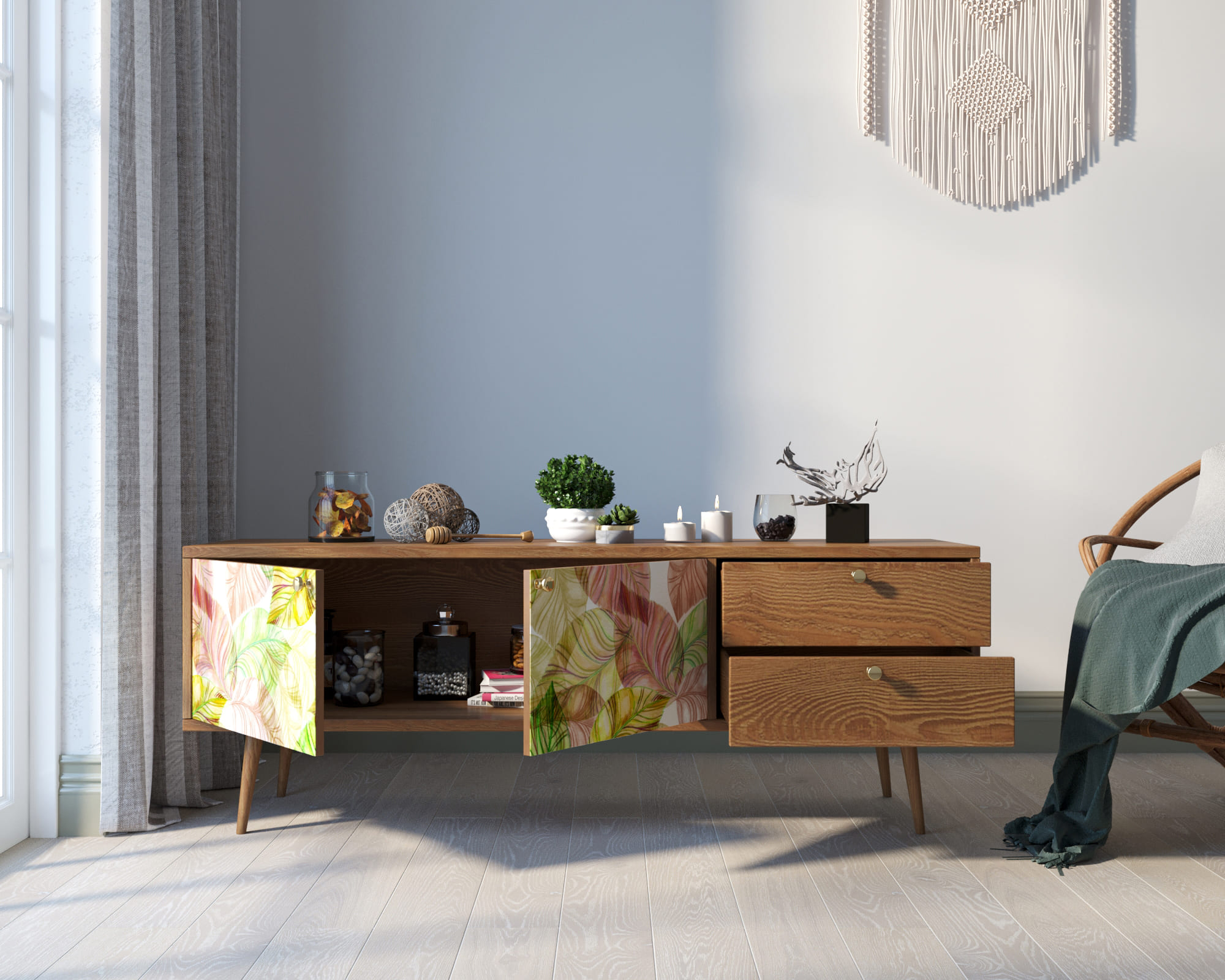 купить Комод "Berber" два ящика и две дверки 29 принт арт BB27/Print_29