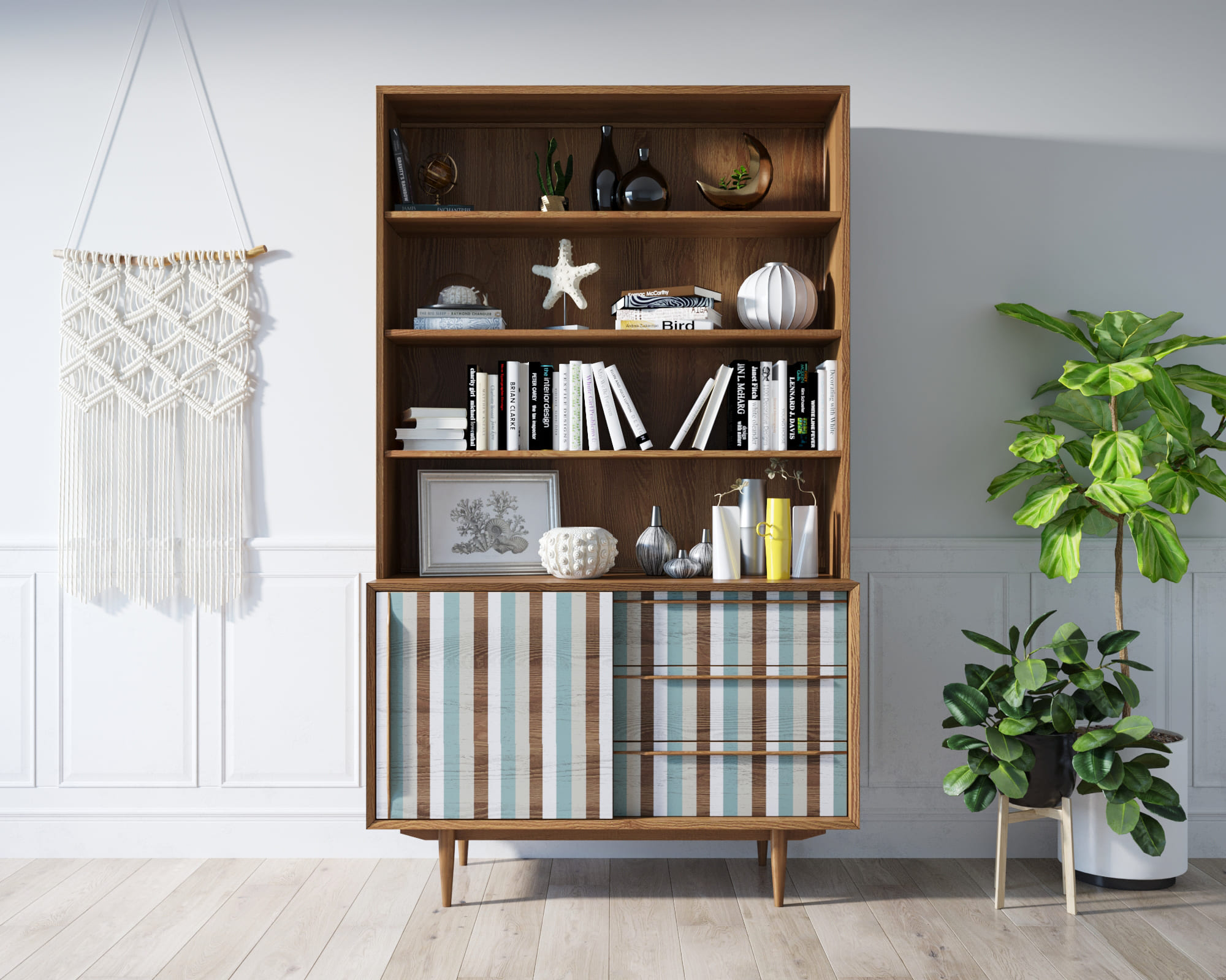 Стеллаж "Bruni print 1" с дверками арт BR-01/print_1 в интернет-магазине