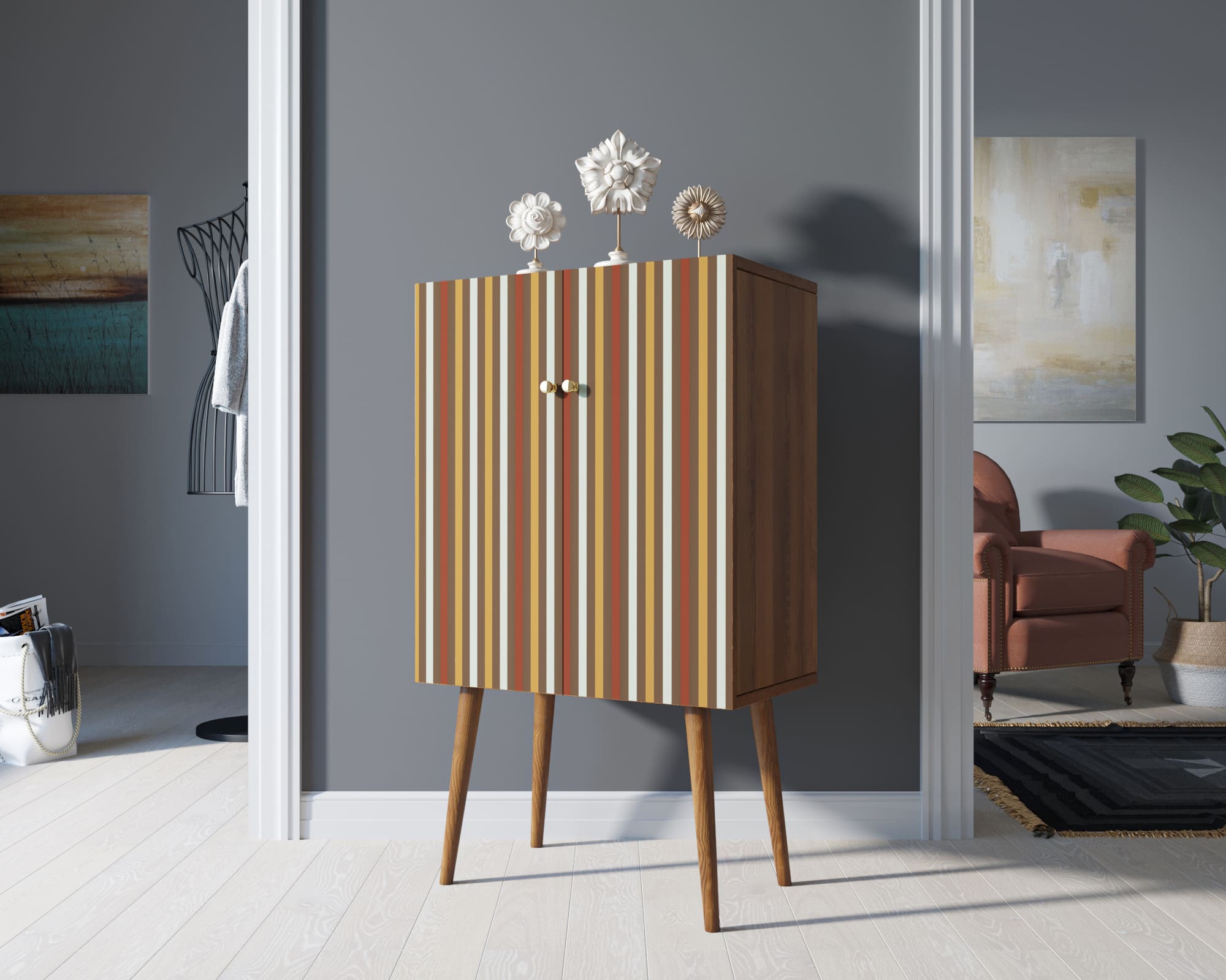 фото Комод на высоких ножках "Berber" 20 принт арт BB09/Print_20