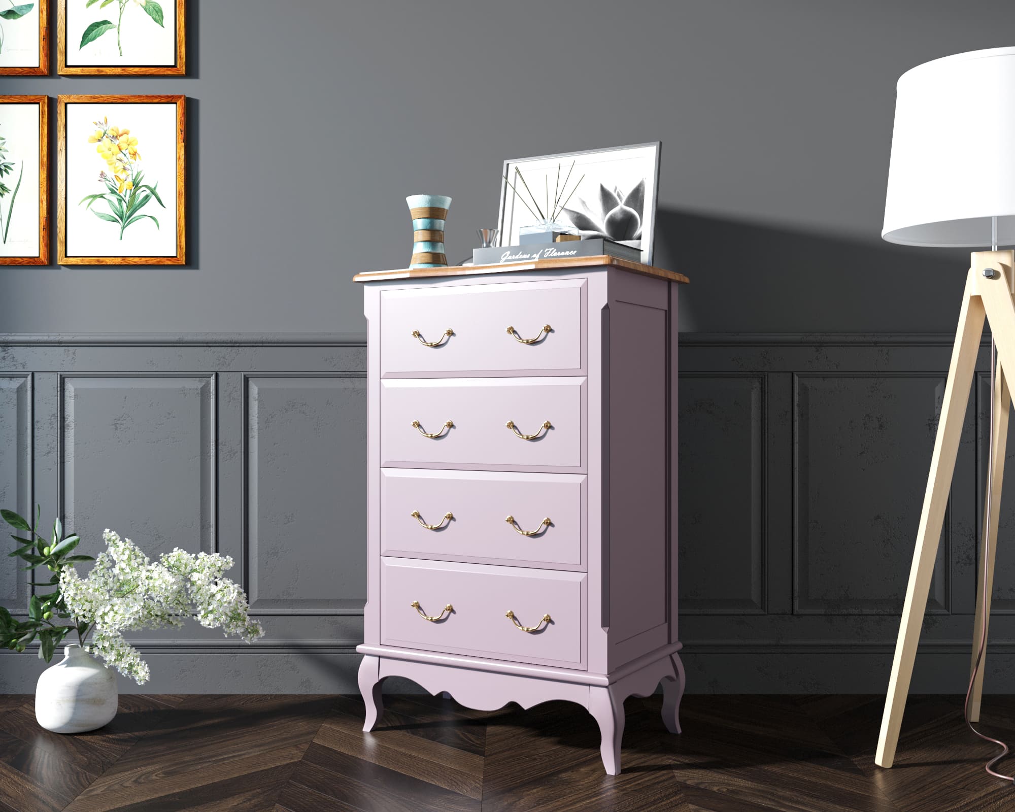 Комод Leontina Lavanda четыре ящика арт ST9340L в интернет-магазине