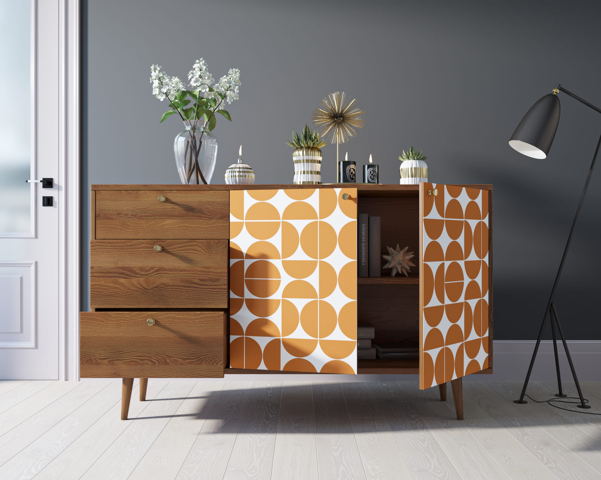 Комод "Berber" с двумя дверками и ящиками 14 принт арт BB05/Print_14 в интернет-магазине в Москве Комод "Berber" с двумя дверками и ящиками 14 принт арт BB05/Print_14 в интернет-магазине