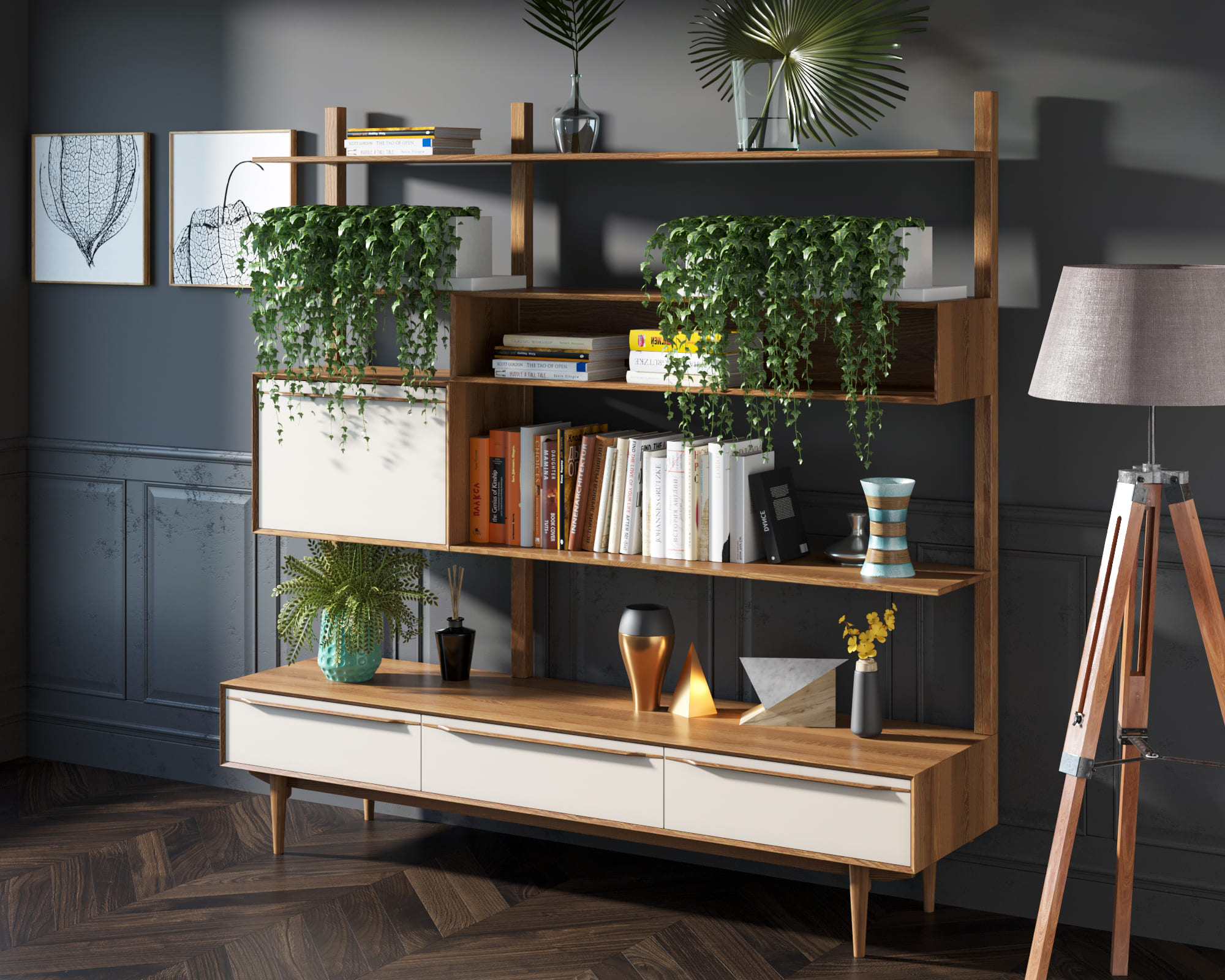 купить Стеллаж "Bruni white" с ящиками арт BR-20WH