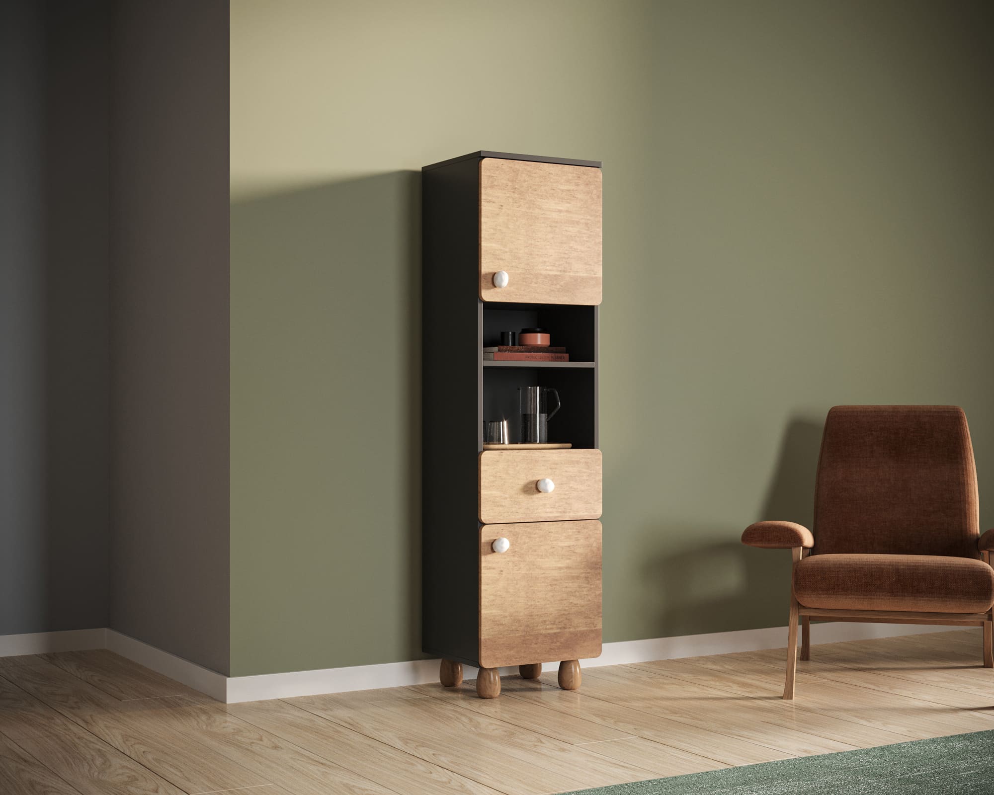 заказать Узкий шкаф с одним ящиком и дверками "Split" SP09 в Москве заказать Узкий шкаф с одним ящиком и дверками "Split" SP09