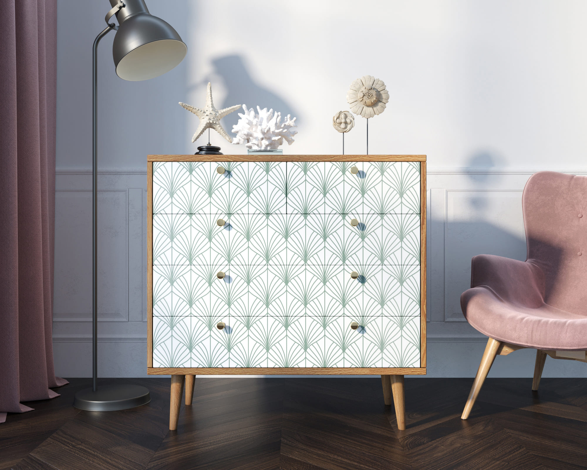 Комод "Berber" пять ящиков 38 принт арт BB36/Print_38 в интернет-магазине