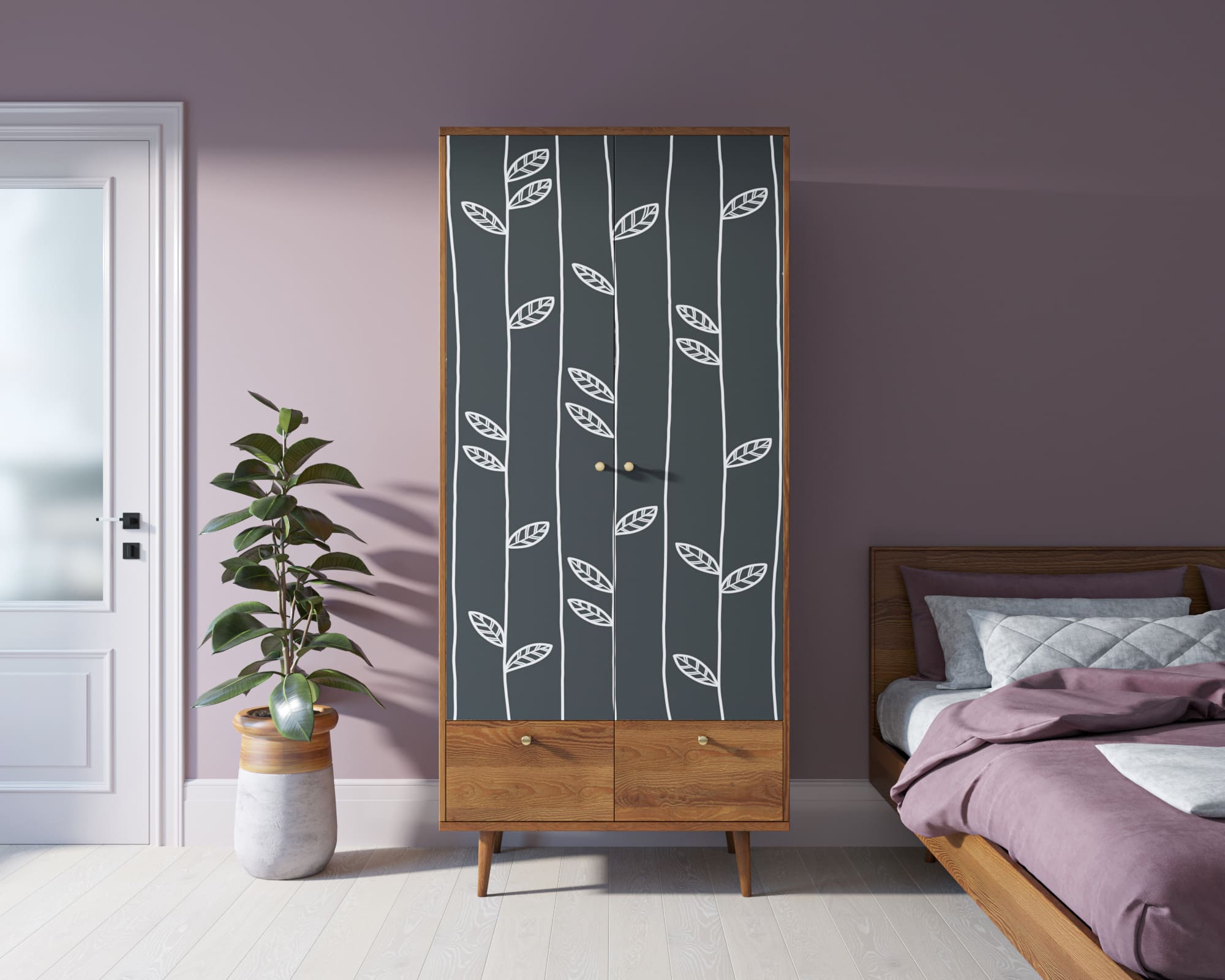 Шкаф двухстворчатый "Berber" принт 18 арт BB16/Print_18 в интерьере