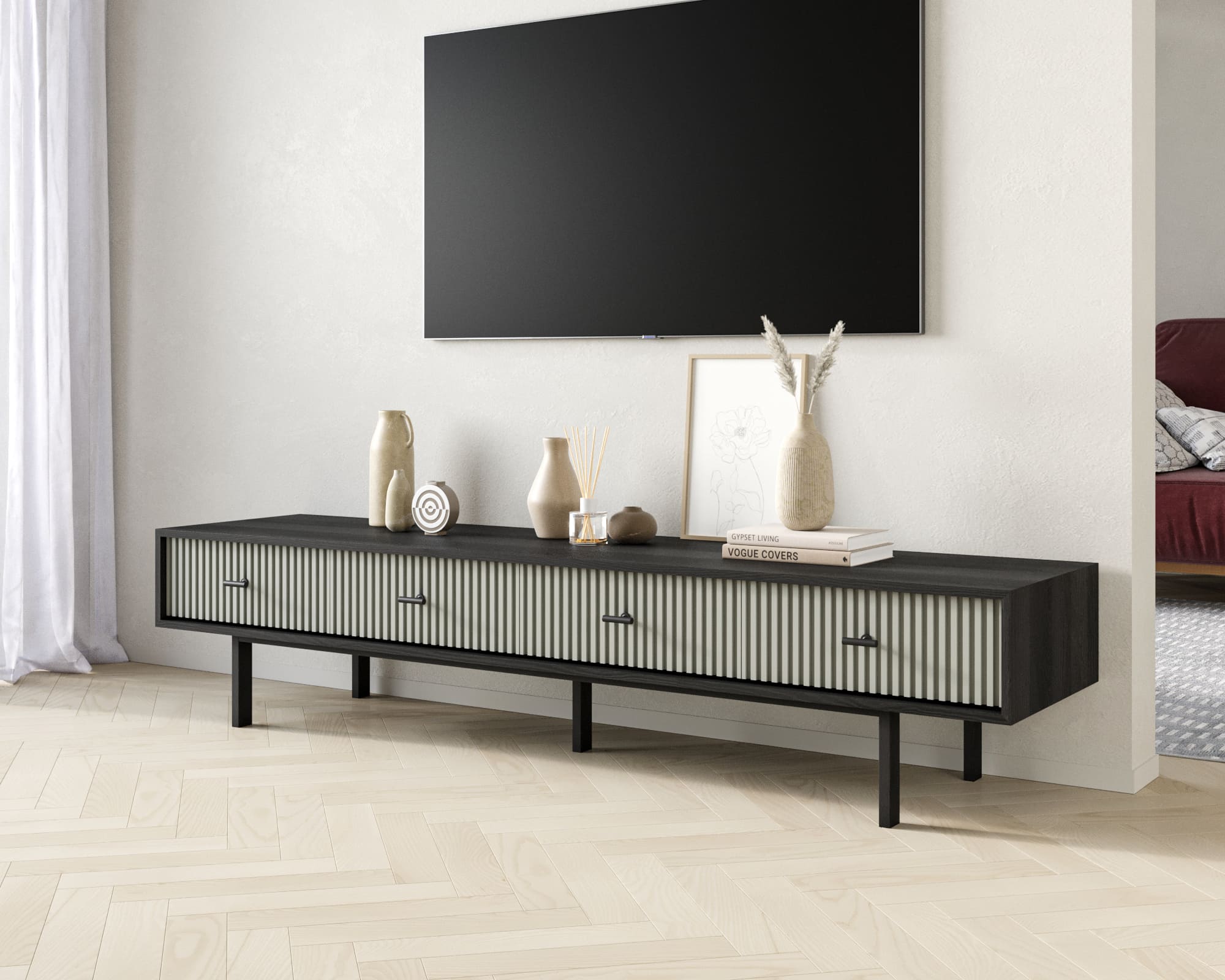 заказать Комод с четырьмя ящиками под TV "Emerson" арт EM06/gray/L в Москве заказать Комод с четырьмя ящиками под TV "Emerson" арт EM06/gray/L