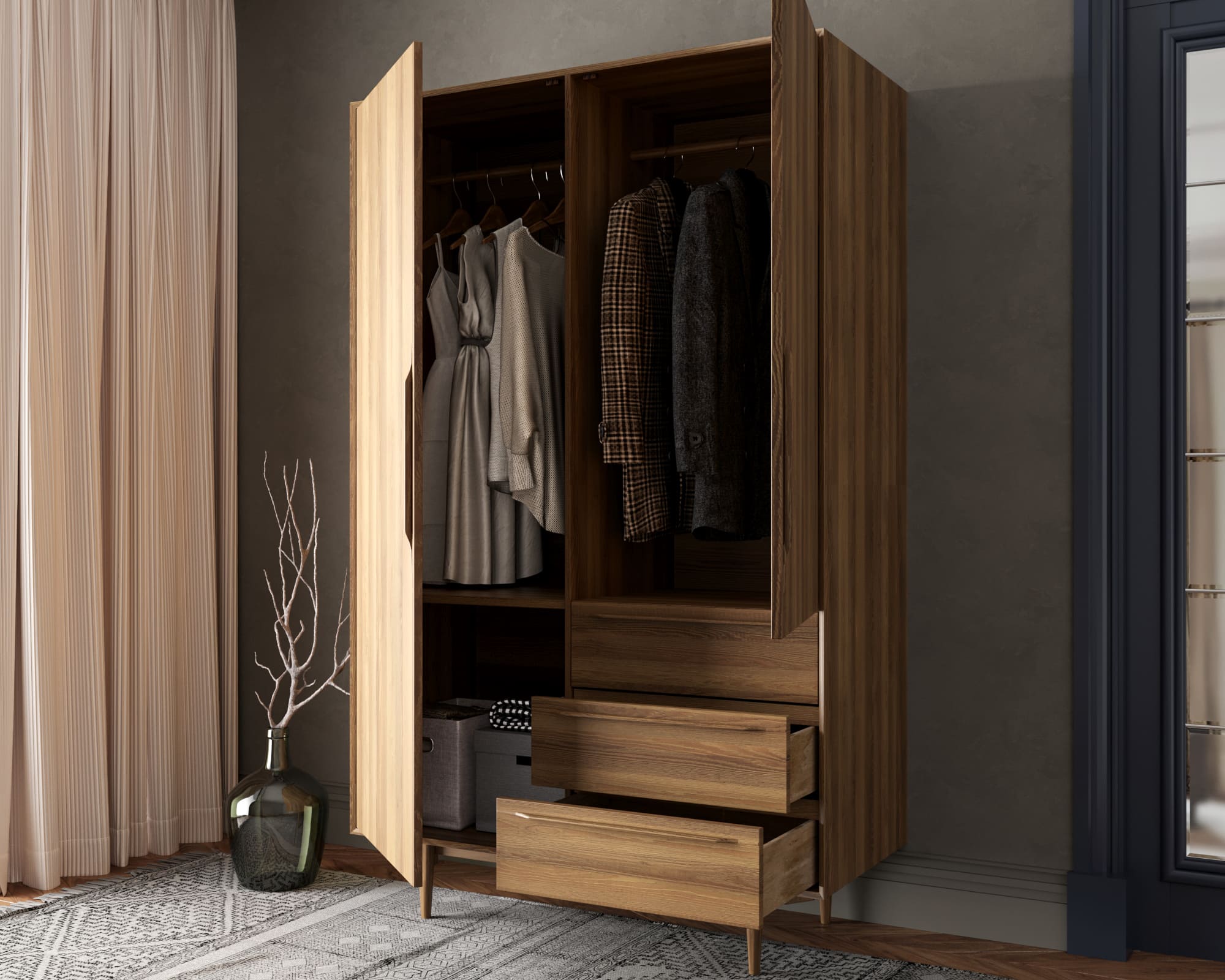 купить Шкаф в скандинавском стиле "Bruni" с ящиками арт BR27 в Москве купить Шкаф в скандинавском стиле "Bruni" с ящиками арт BR27