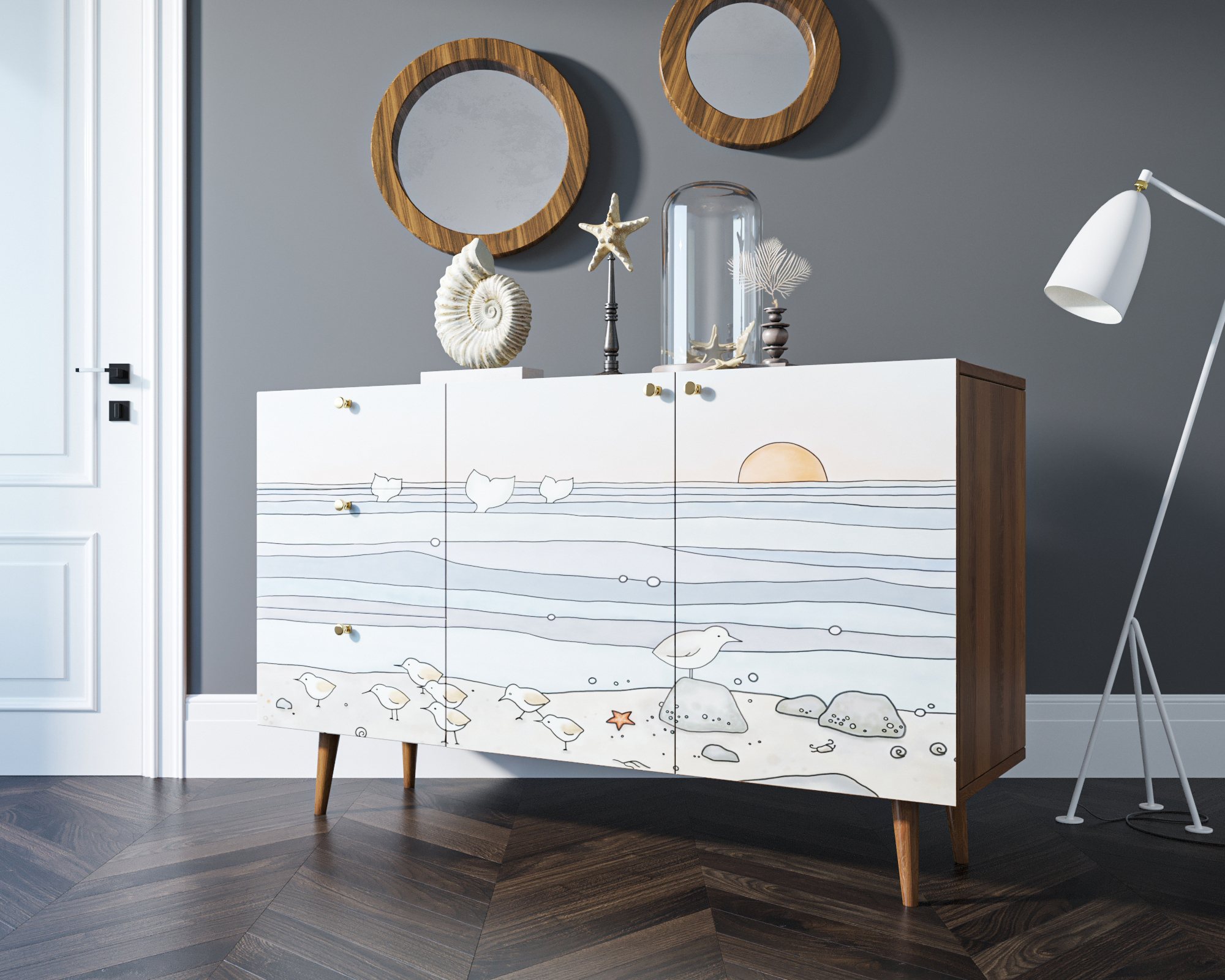 Комод "Berber" с двумя дверками и ящиками принт 10 арт BB17/Print_10 в интернет-магазине