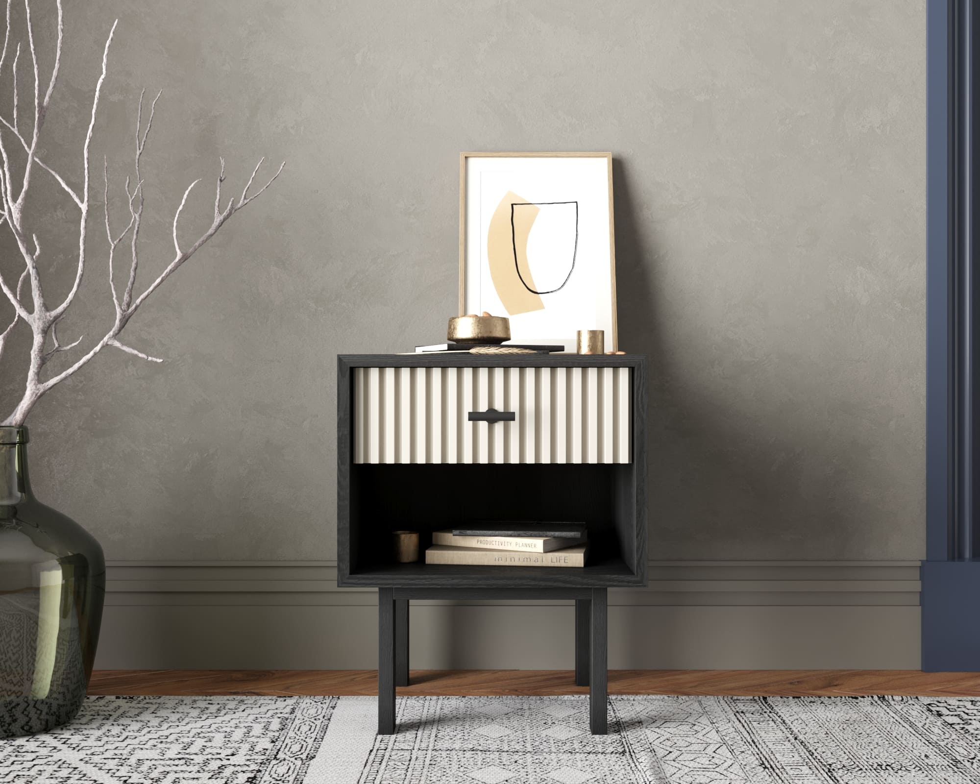 Тумбочка с верхним ящиком "Emerson" арт EM11/milky/L в интернет-магазине