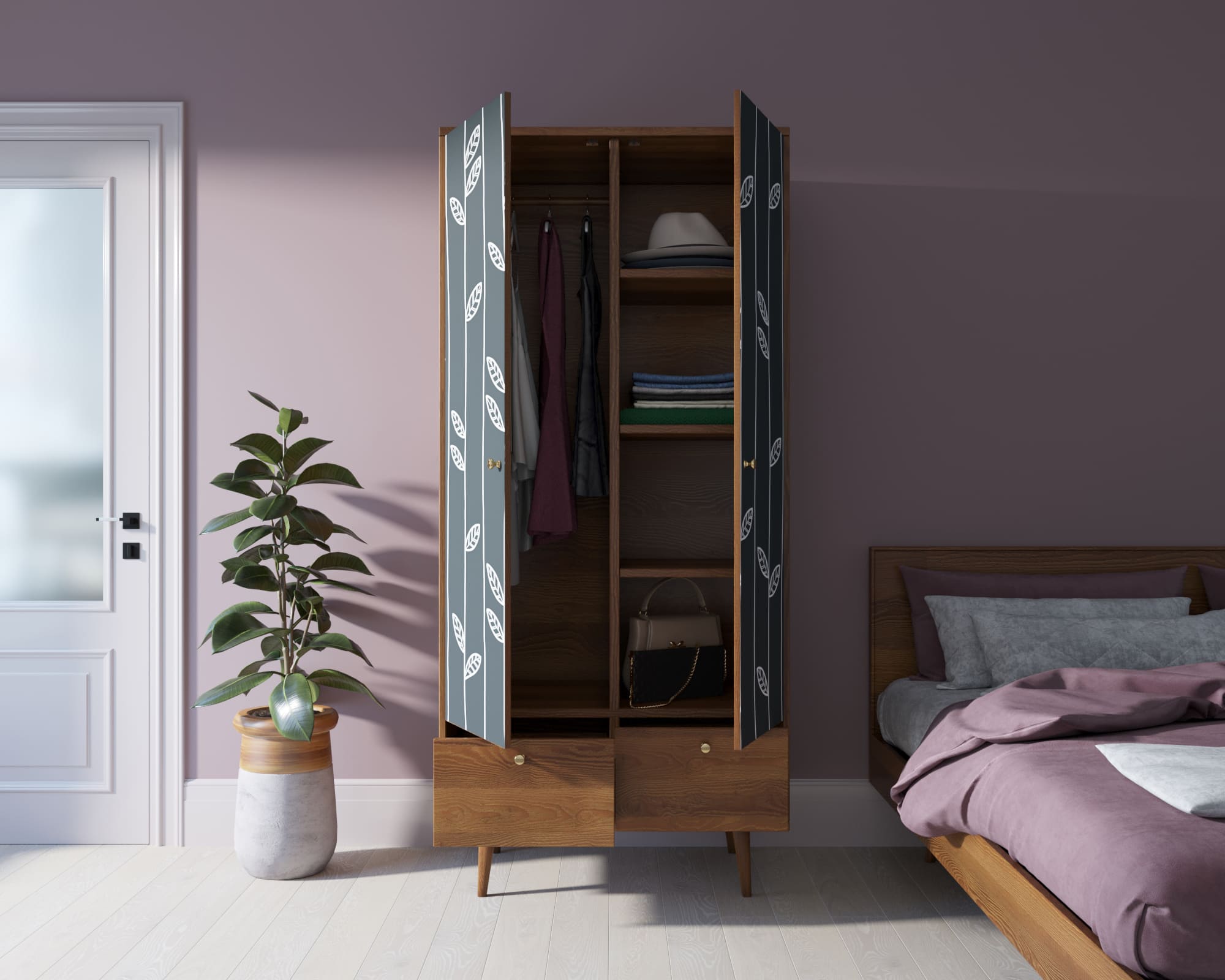 Шкаф двухстворчатый "Berber" принт 18 арт BB16/Print_18 в интернет-магазине