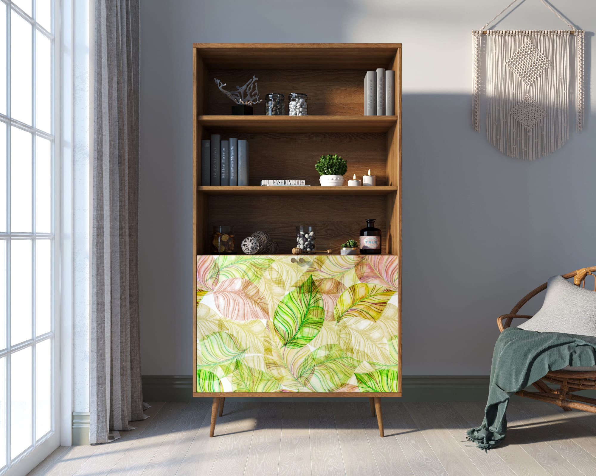 Стеллаж с дверками "Berber" принт 29 арт BB26/Print_29 в интернет-магазине