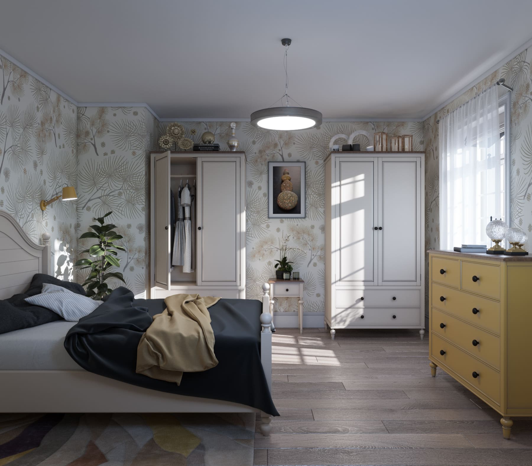 Спальня "odri" с горчичным комодом арт od300