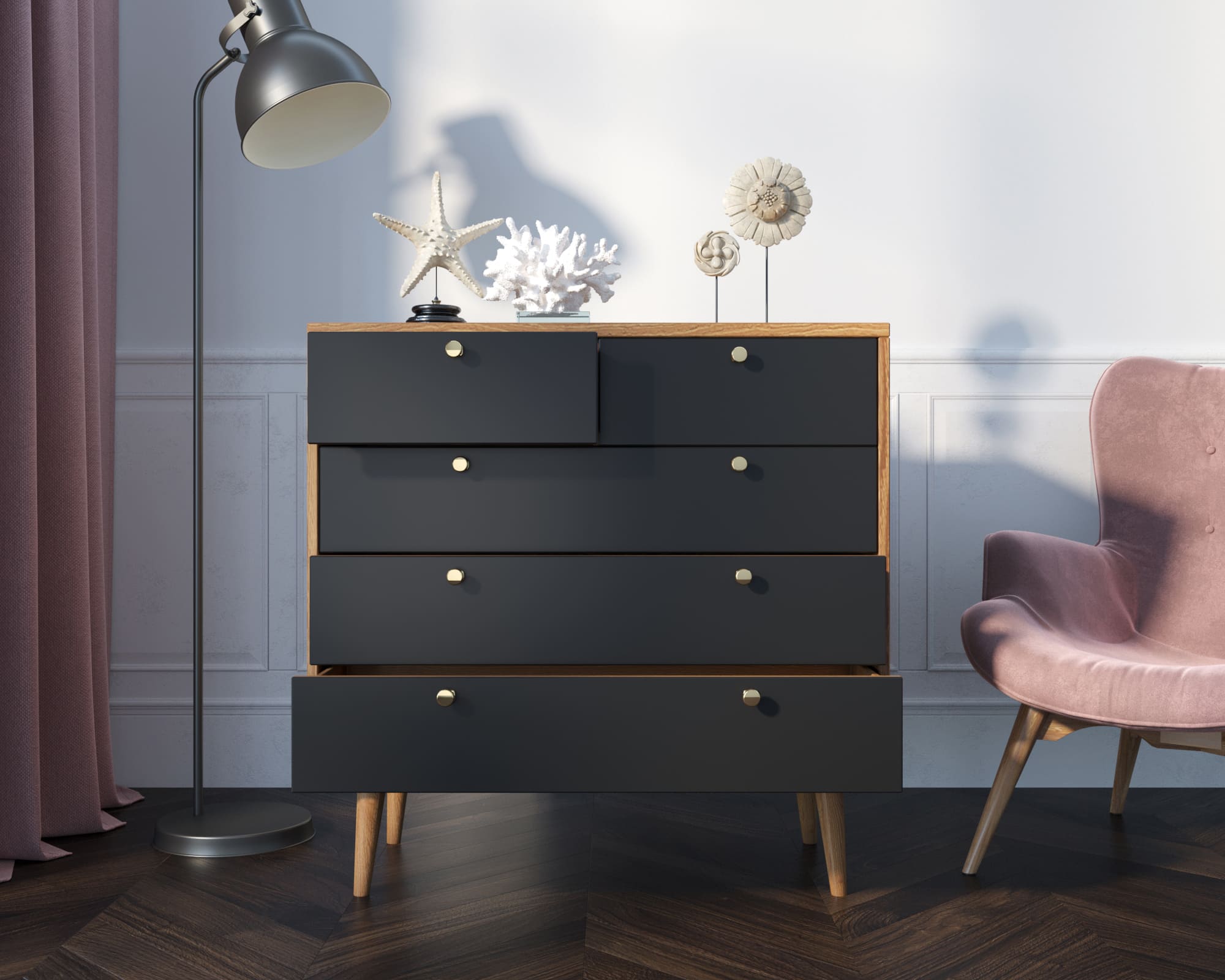 купить Комод "Berber" пять ящиков 33 принт арт BB36/Print_33