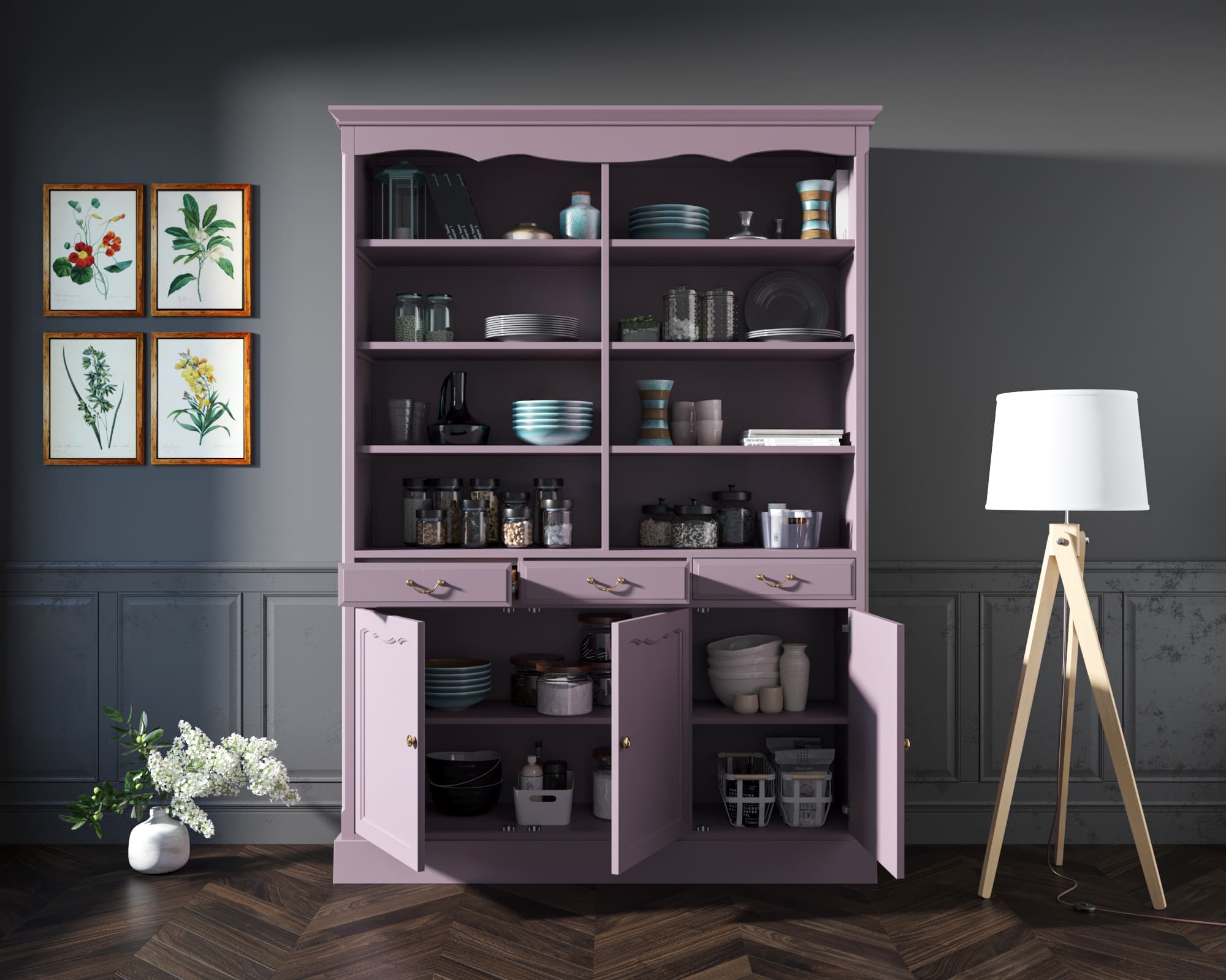 купить Двухсекционный шкаф Leontina Lavanda для посуды арт ST9330/3L