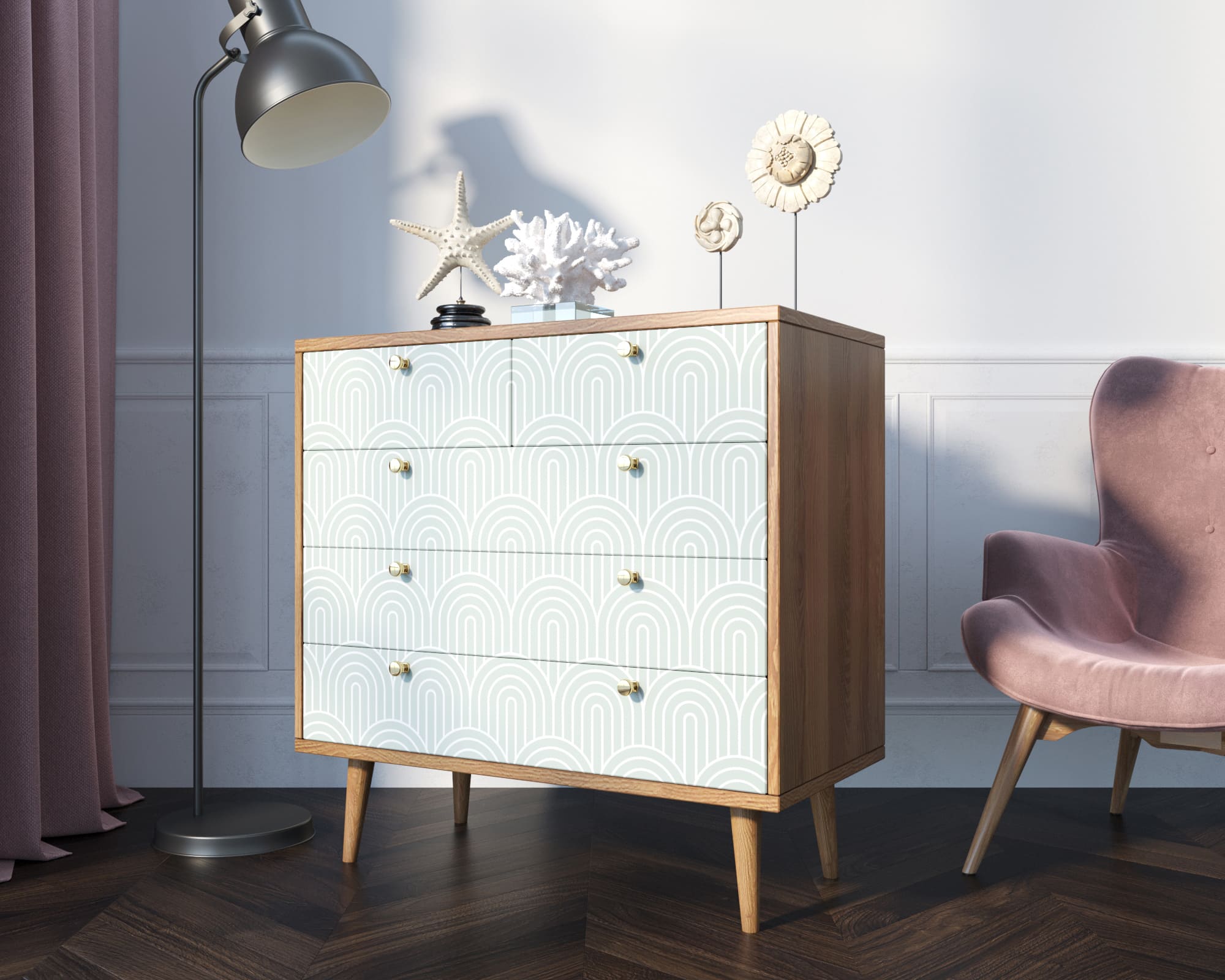 заказать Комод "Berber" пять ящиков 34 принт арт BB36/Print_34