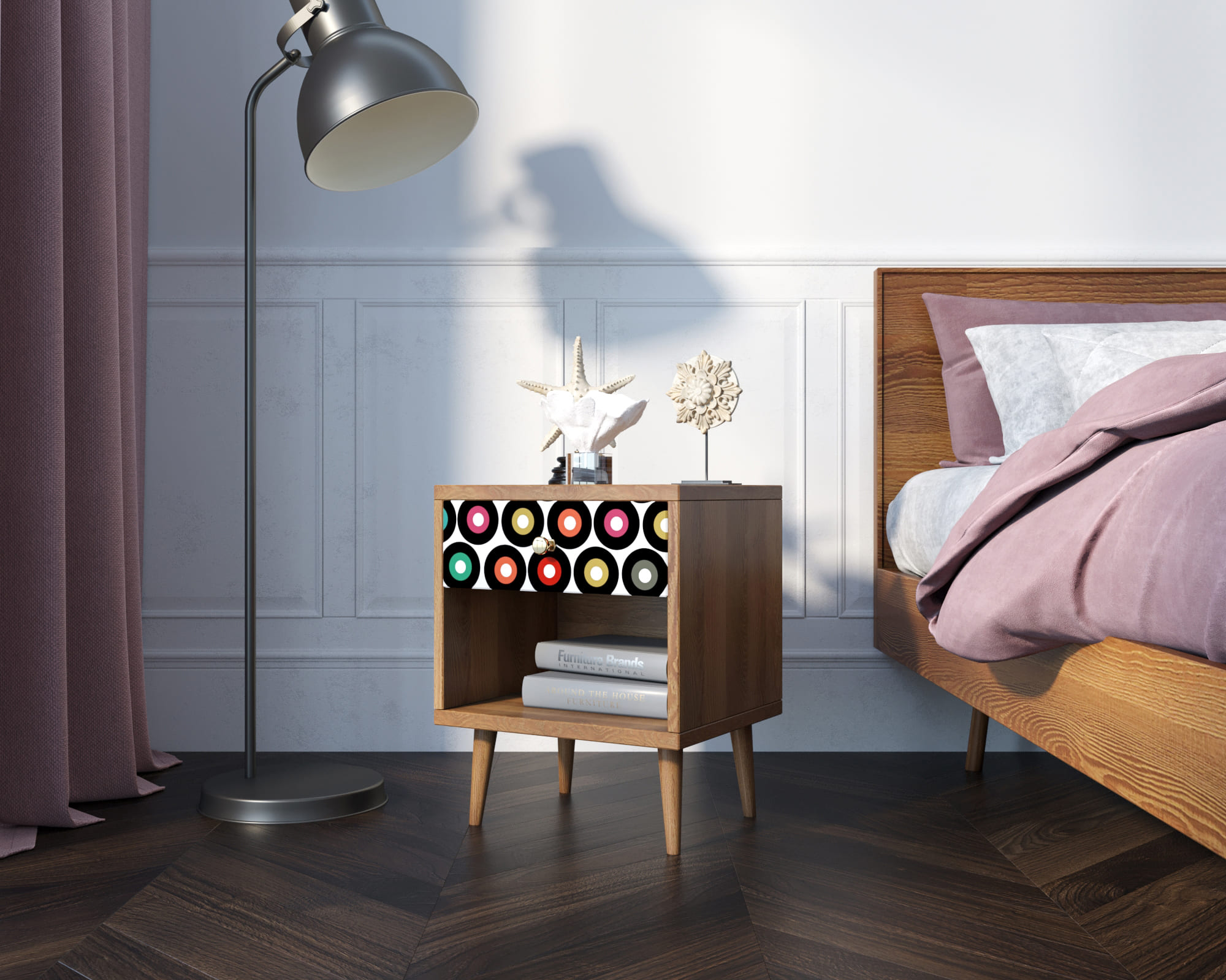 заказать Тумбочка "Berber" с открытой полкой 37 принт арт BB33/Print_37, разноцветная