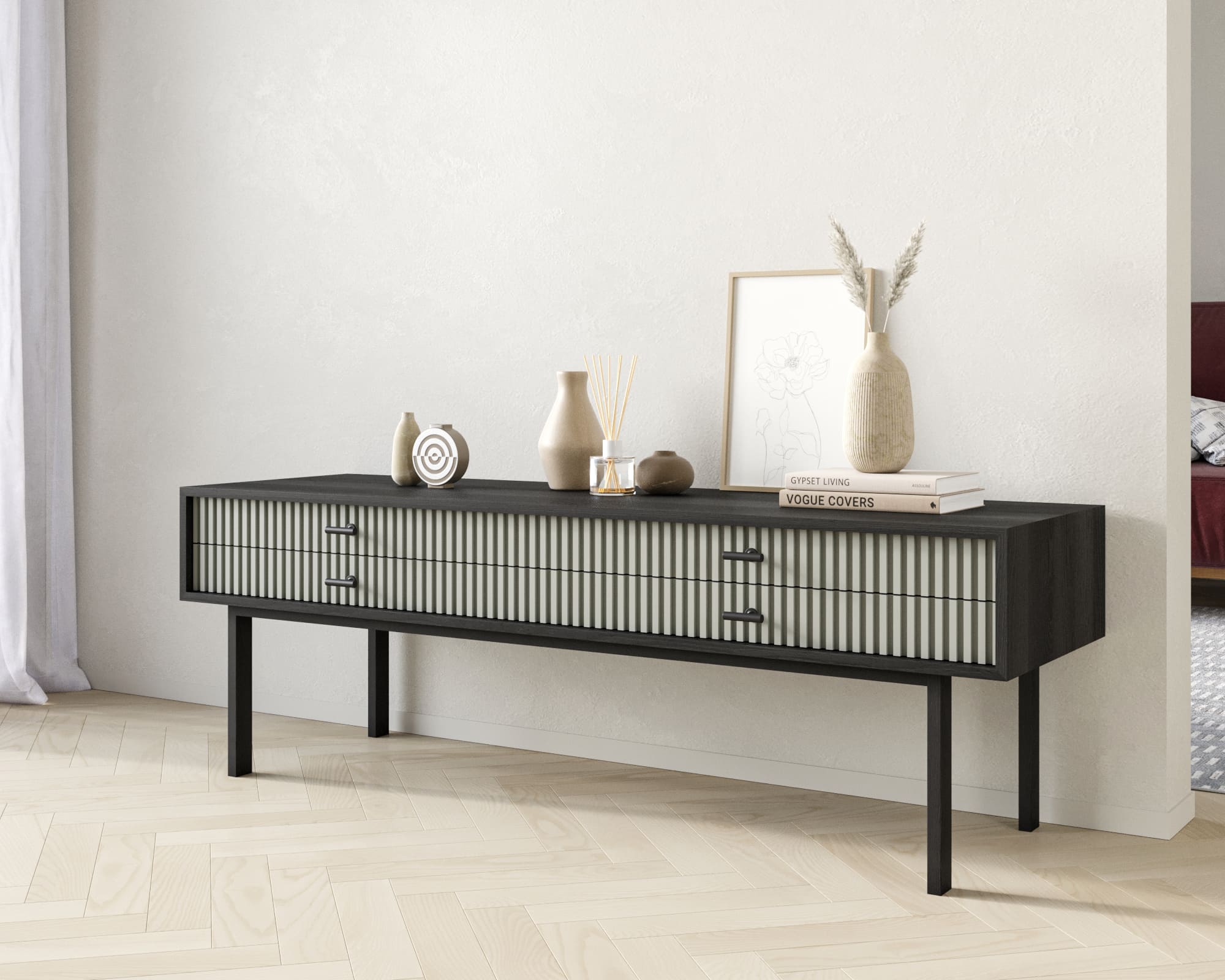 заказать Консоль с двумя ящиками "Emerson" арт EM23/gray/L