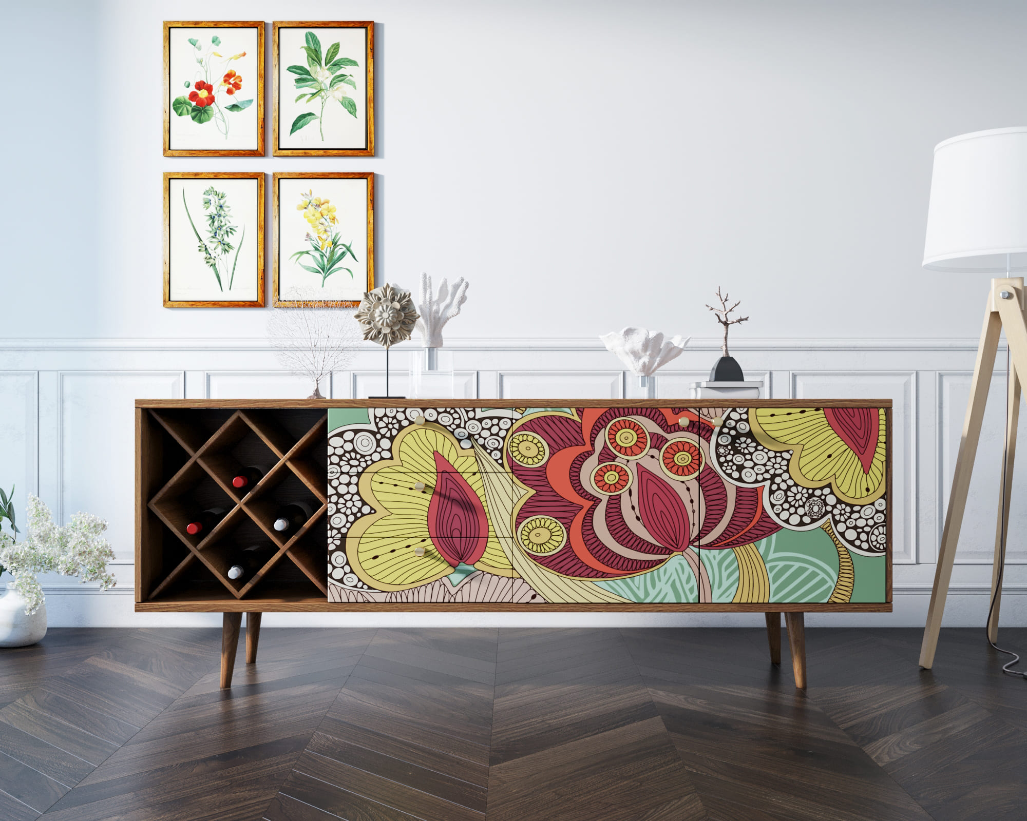 Комод "Berber" удлиненный с бутылочницей 6 принт арт BB15/Print_06 в интернет-магазине