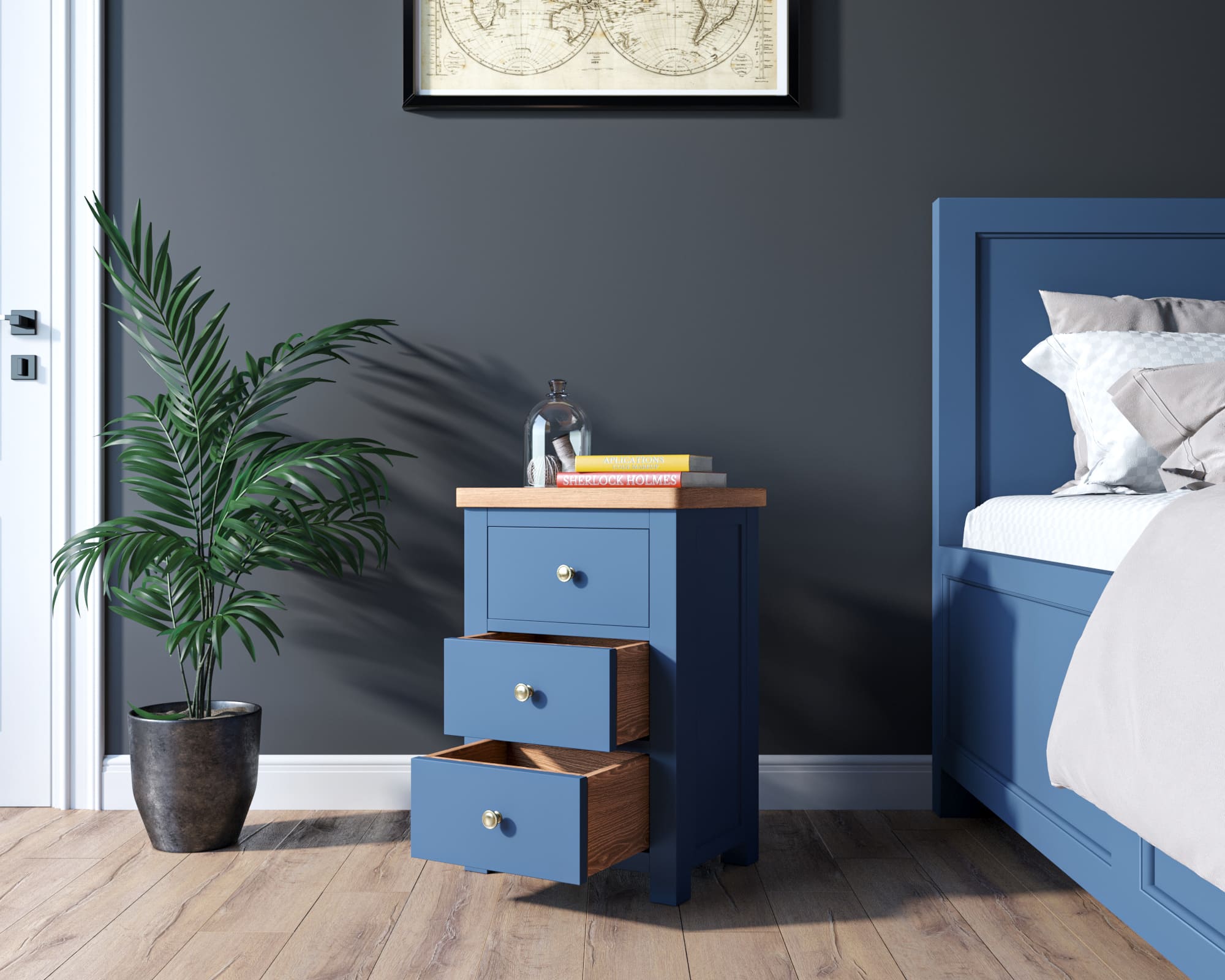 заказать Тумба "Jules Verne" с тремя ящиками арт JV21ETGB Синий в Москве заказать Тумба "Jules Verne" с тремя ящиками арт JV21ETGB Синий