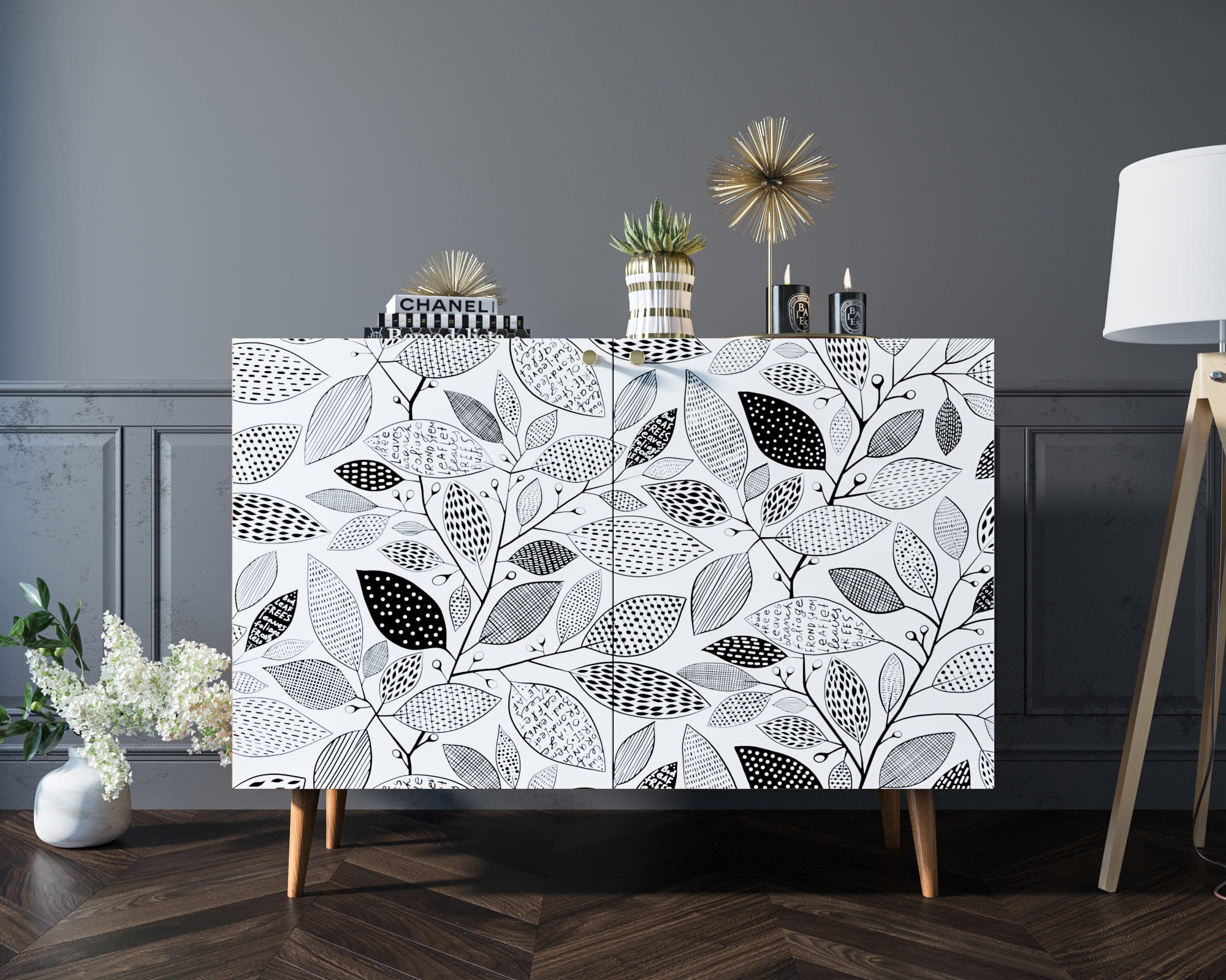 Комод "Berber" две дверки 9 принт арт BB04/Print_09 в интерьере