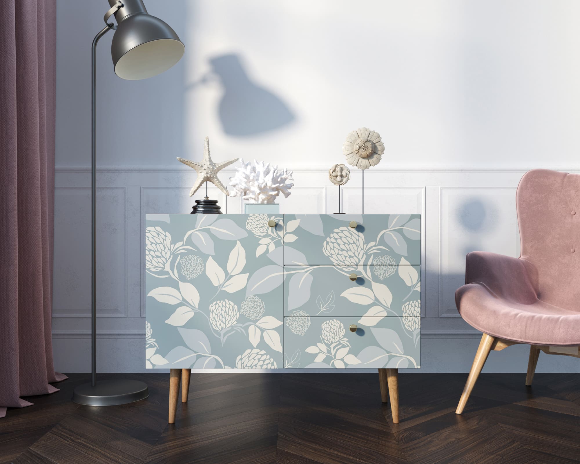 Комод "Berber" три ящика и дверка 39 принт арт BB34/Print_39 в интернет-магазине