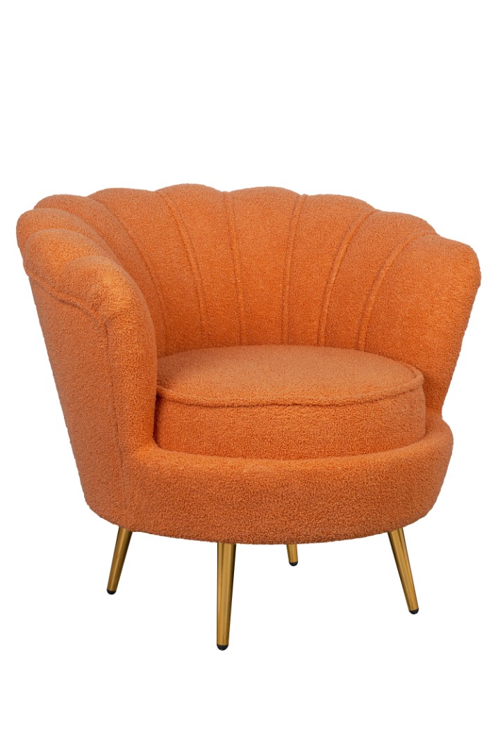 купить Низкое кресло ракушка Pearl Orange Boucle
