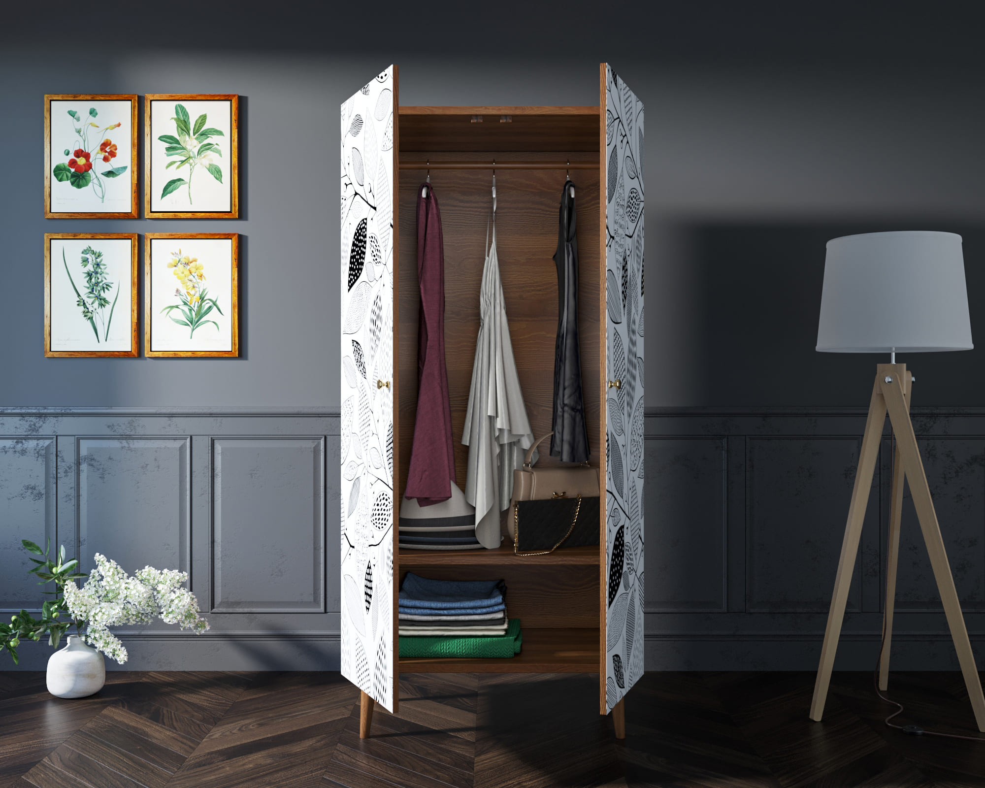 Шкаф малый двухстворчатый "Berber" принт 9 арт BB08/Print_09 в интернет-магазине