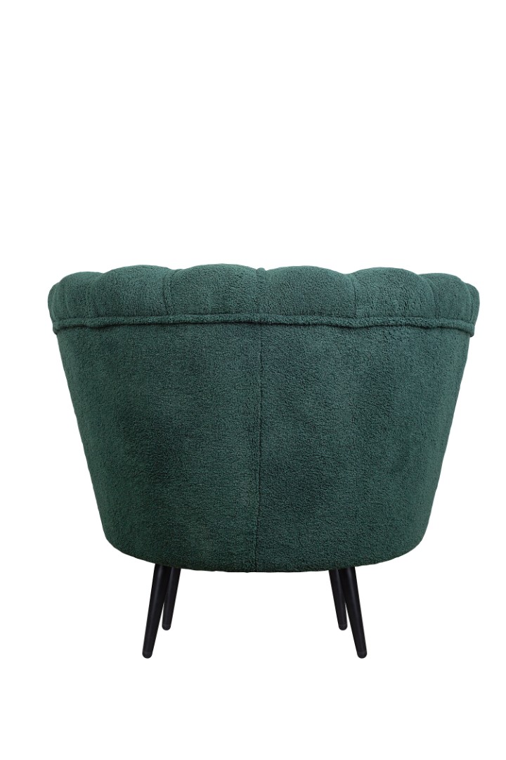 Низкое кресло ракушка Pearl зеленый Boucle на черных ножках в интернет-магазине