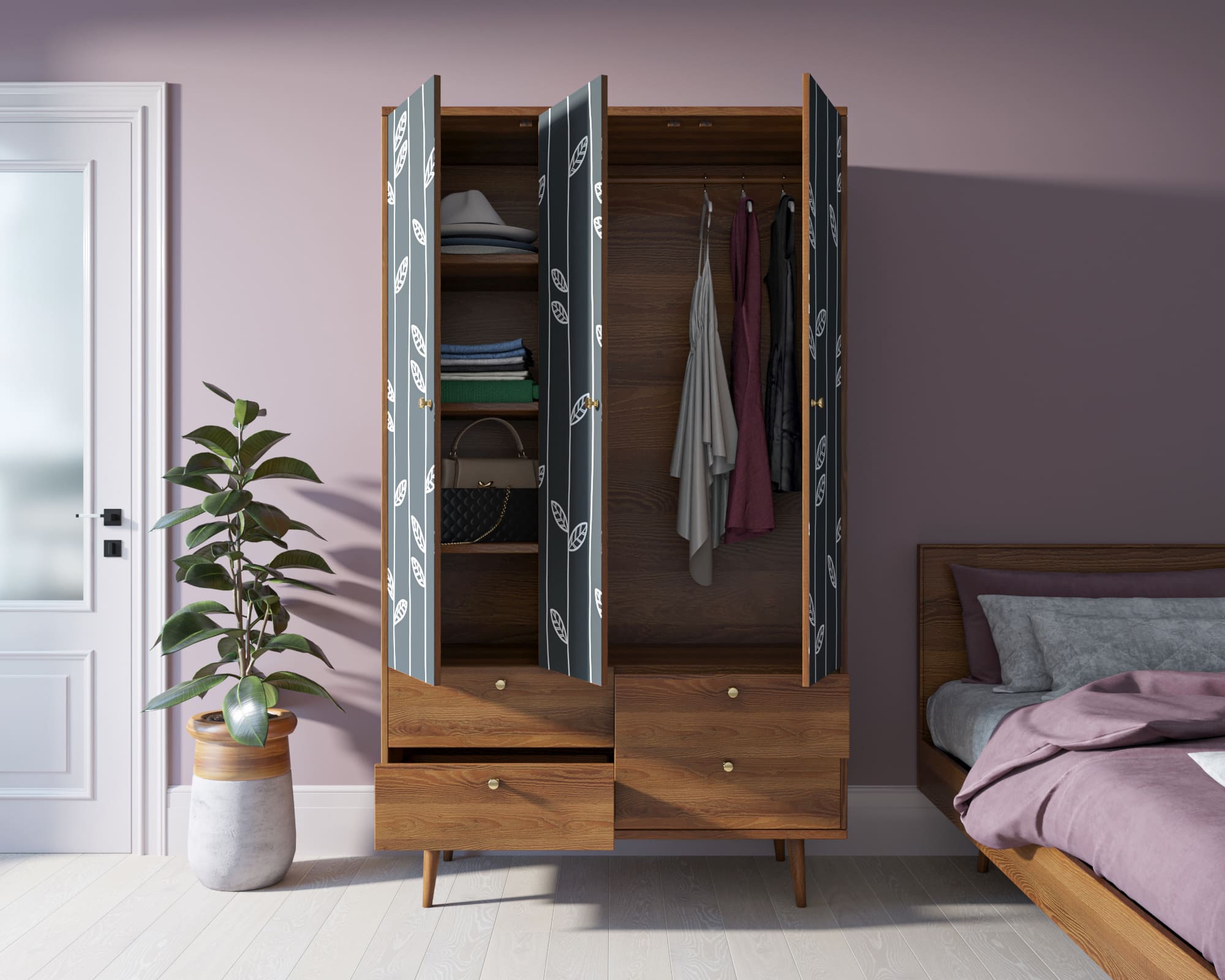 Шкаф трехстворчатый "Berber" принт 18 арт BB02/Print_18 в интернет-магазине