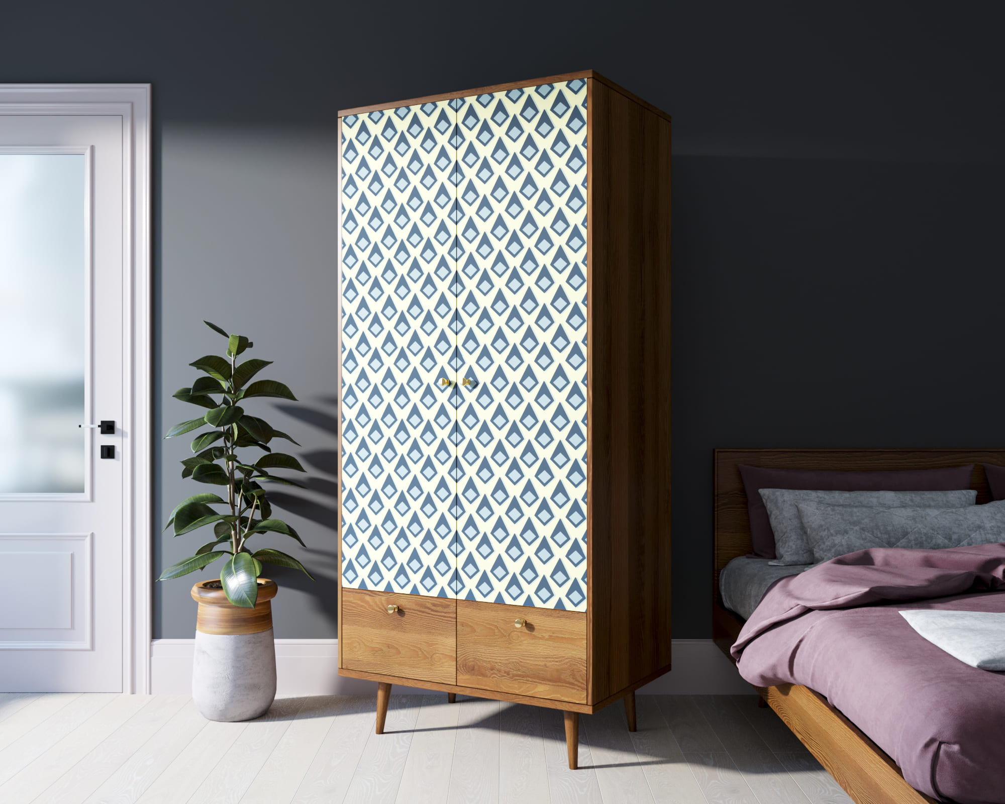 фото Шкаф двухстворчатый "Berber" принт 13 арт BB16/Print_13