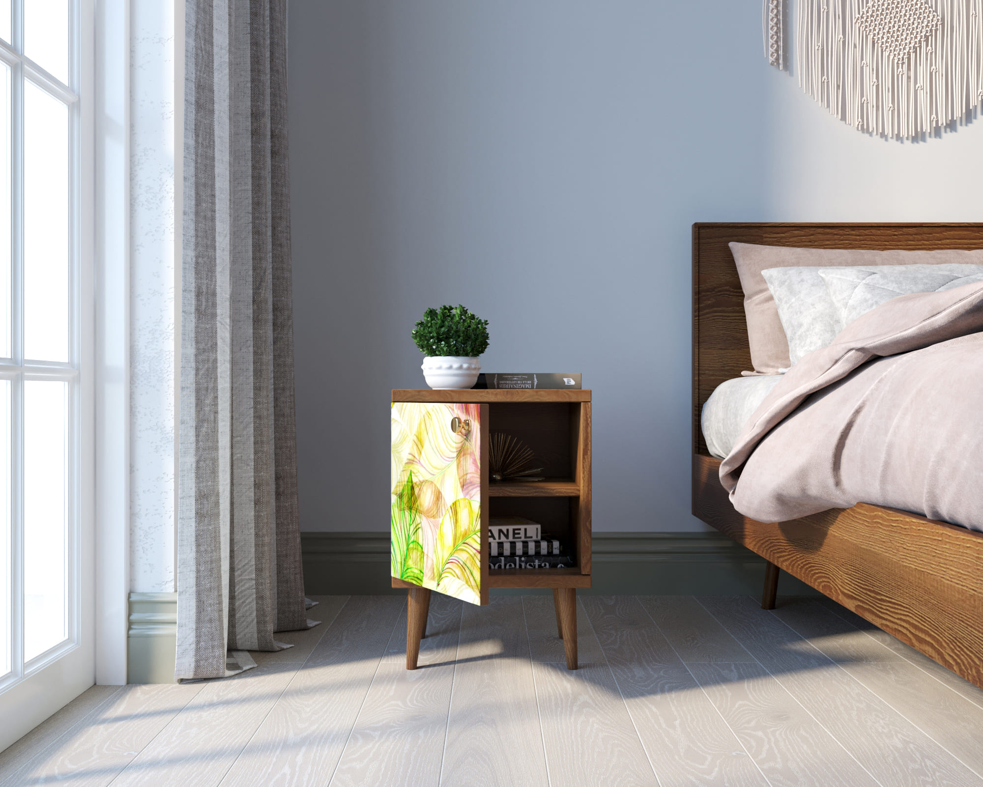 купить Тумбочка "Berber" с дверкой 29 принт арт BB21/Print_29, разноцветная