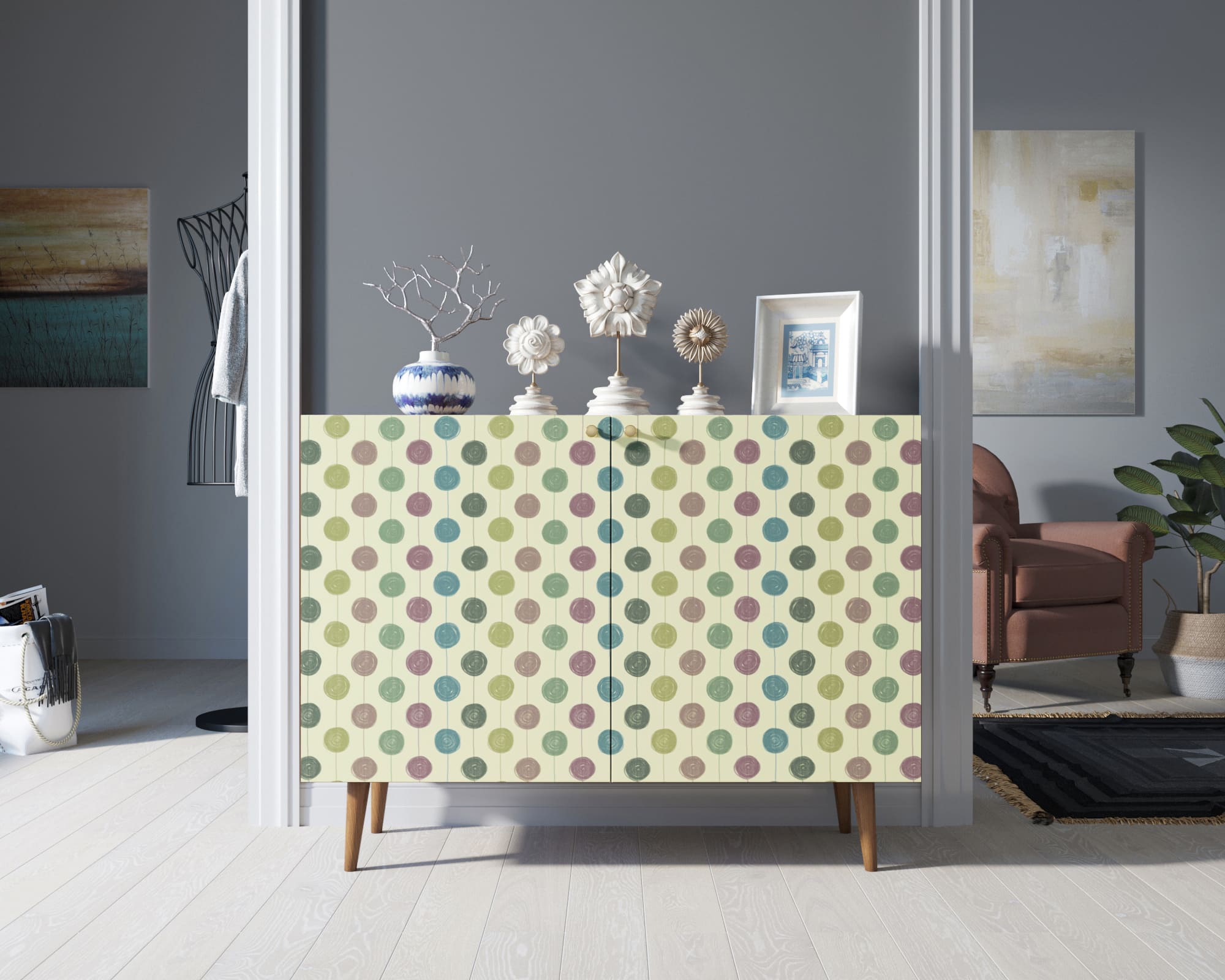 Комод "Berber" две дверки 24 принт арт BB04/Print_24 в интерьере