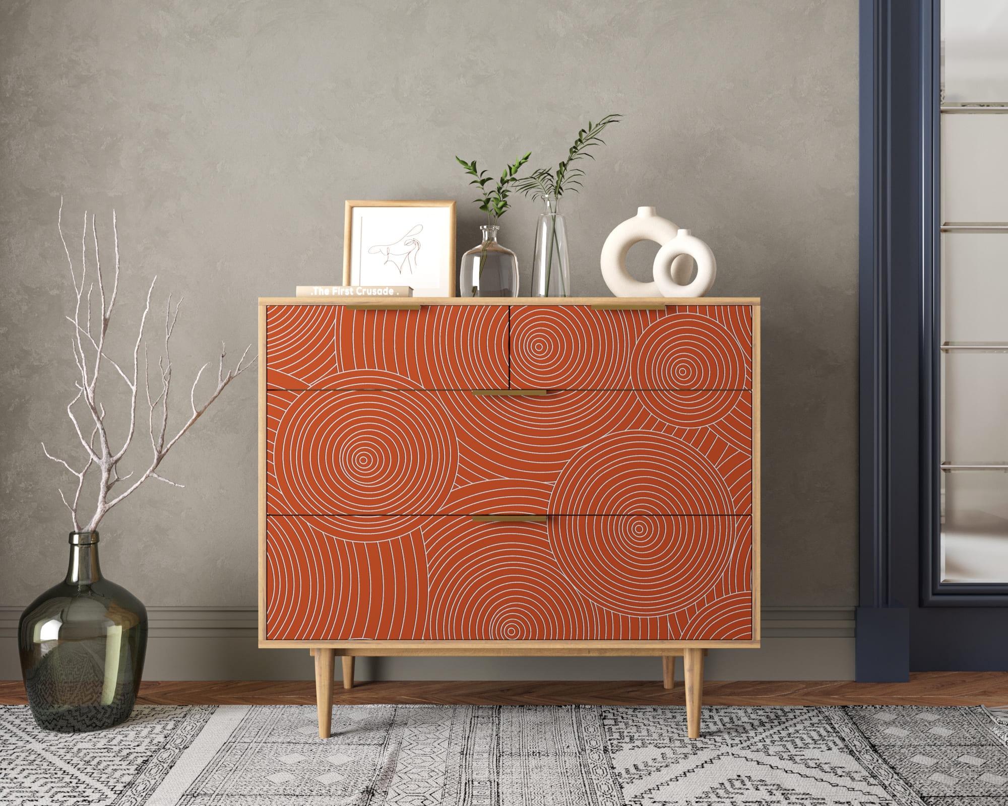 Комод с четыремя ящиками "Line" R22/red в интернет-магазине