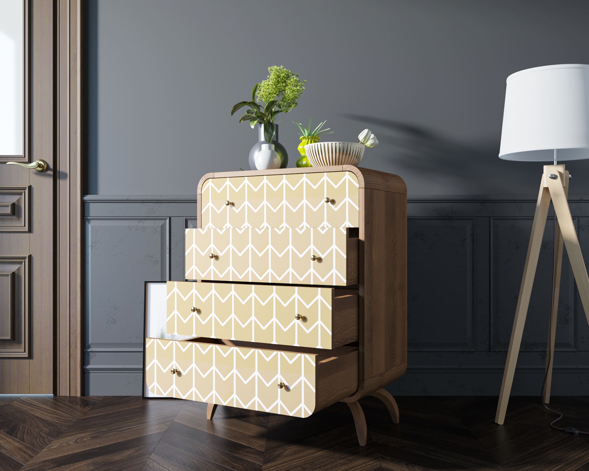 купить Высокий комод "Ellipse Print" с четырьмя ящиками принт 1 арт EL05/print_1