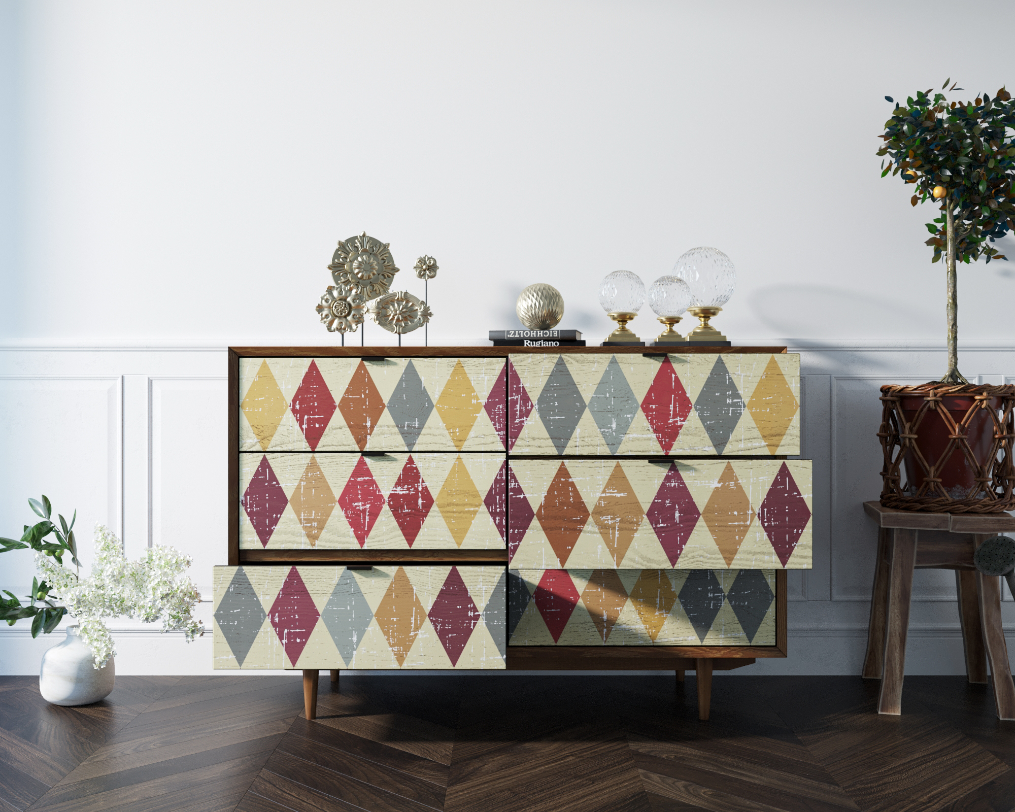 заказать Комод "Bruni print" с шестью ящиками арт BR05P в Москве заказать Комод "Bruni print" с шестью ящиками арт BR05P