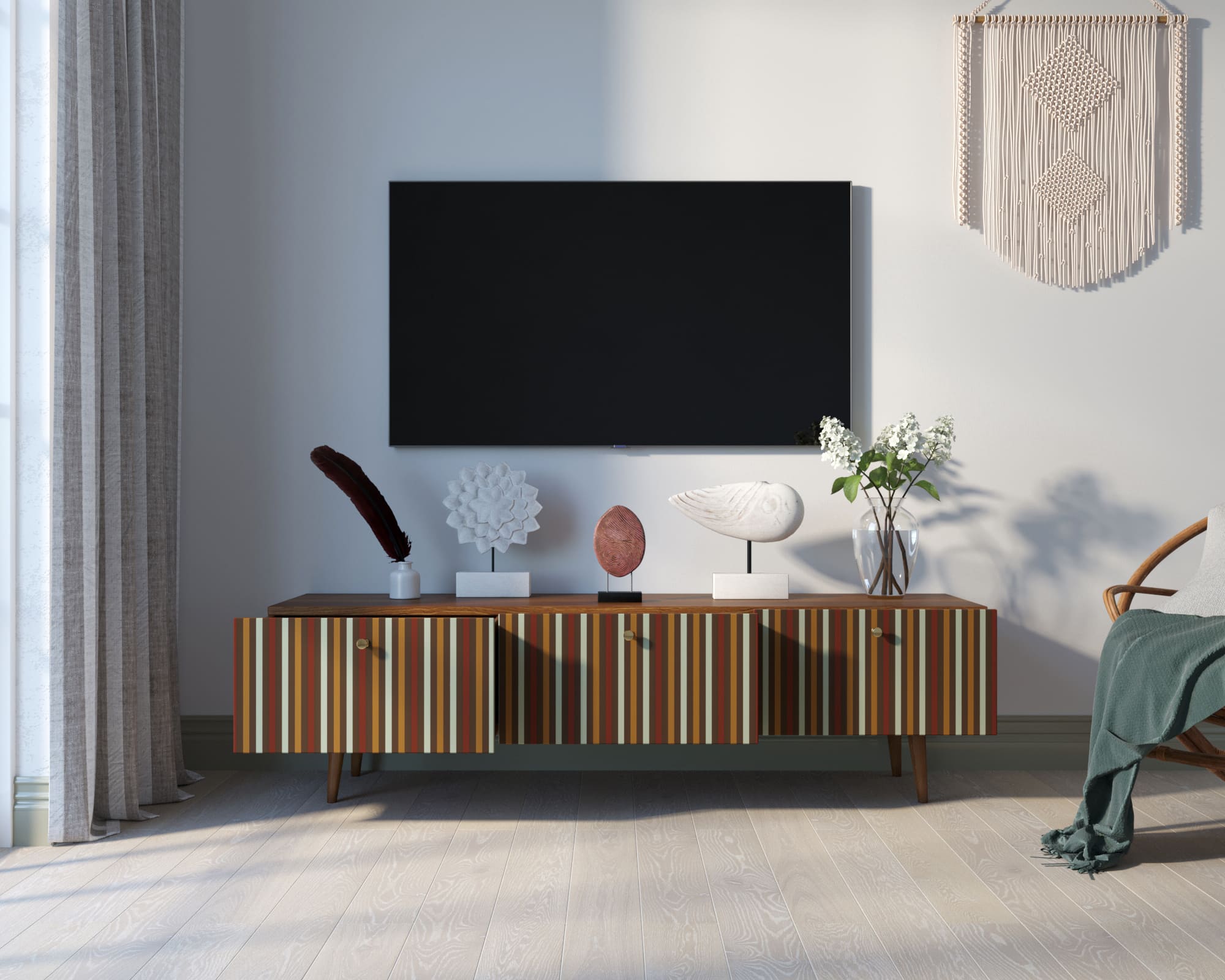 Комод "Berber" с ящиками низкий под TV принт 20 арт BB19/Print_20 в интернет-магазине