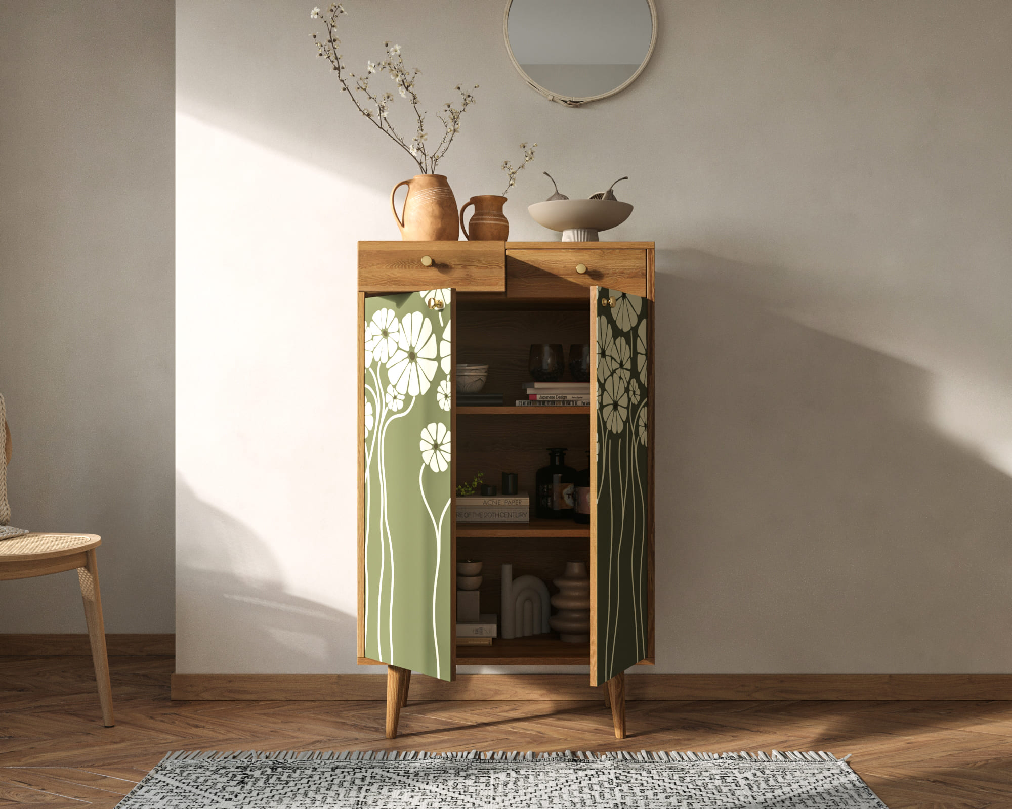 купить Комод "Berber" два ящика и дверки арт BB46/Print_53