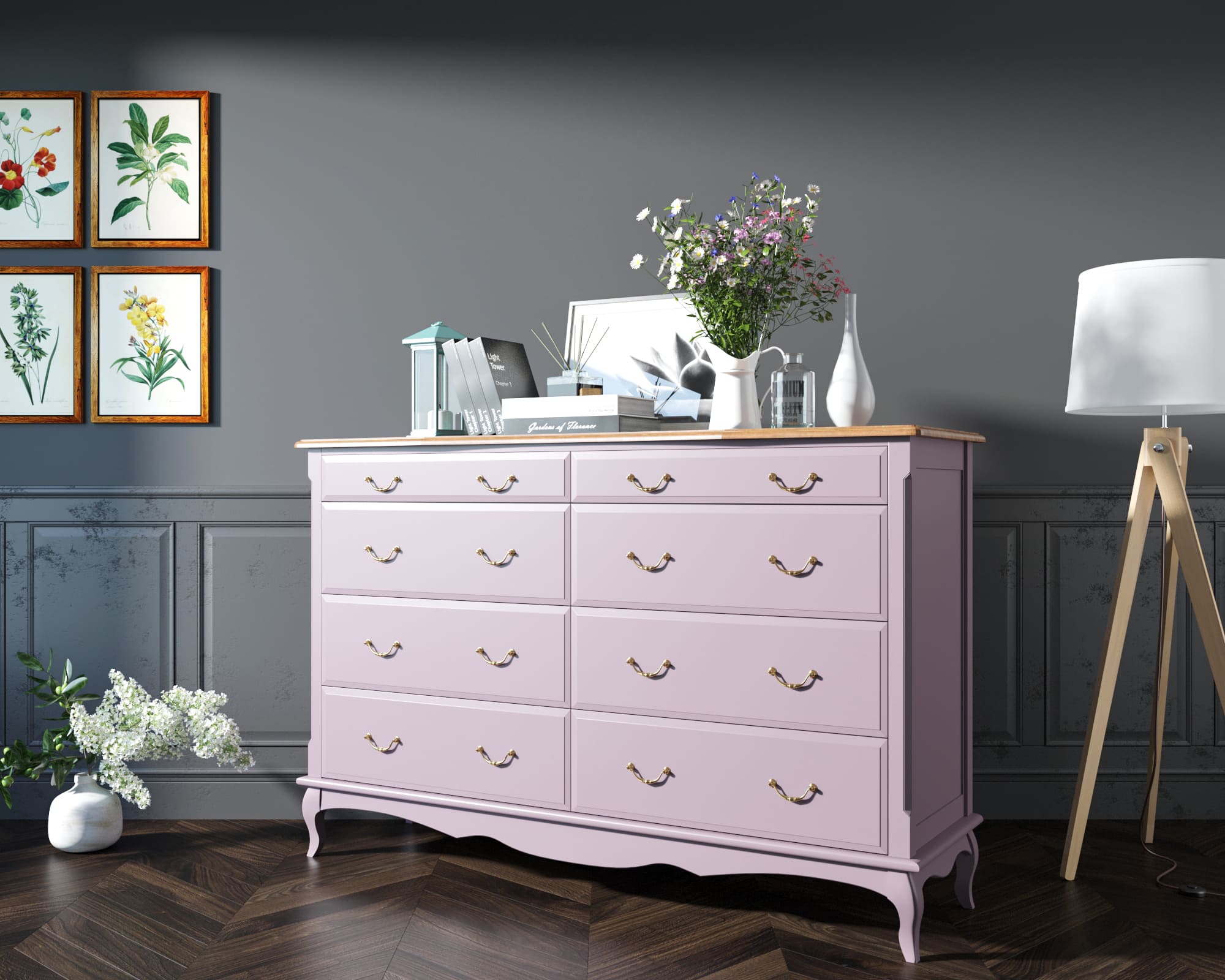 Комод Leontina Lavanda на восемь ящиков арт ST9316/2L в интернет-магазине