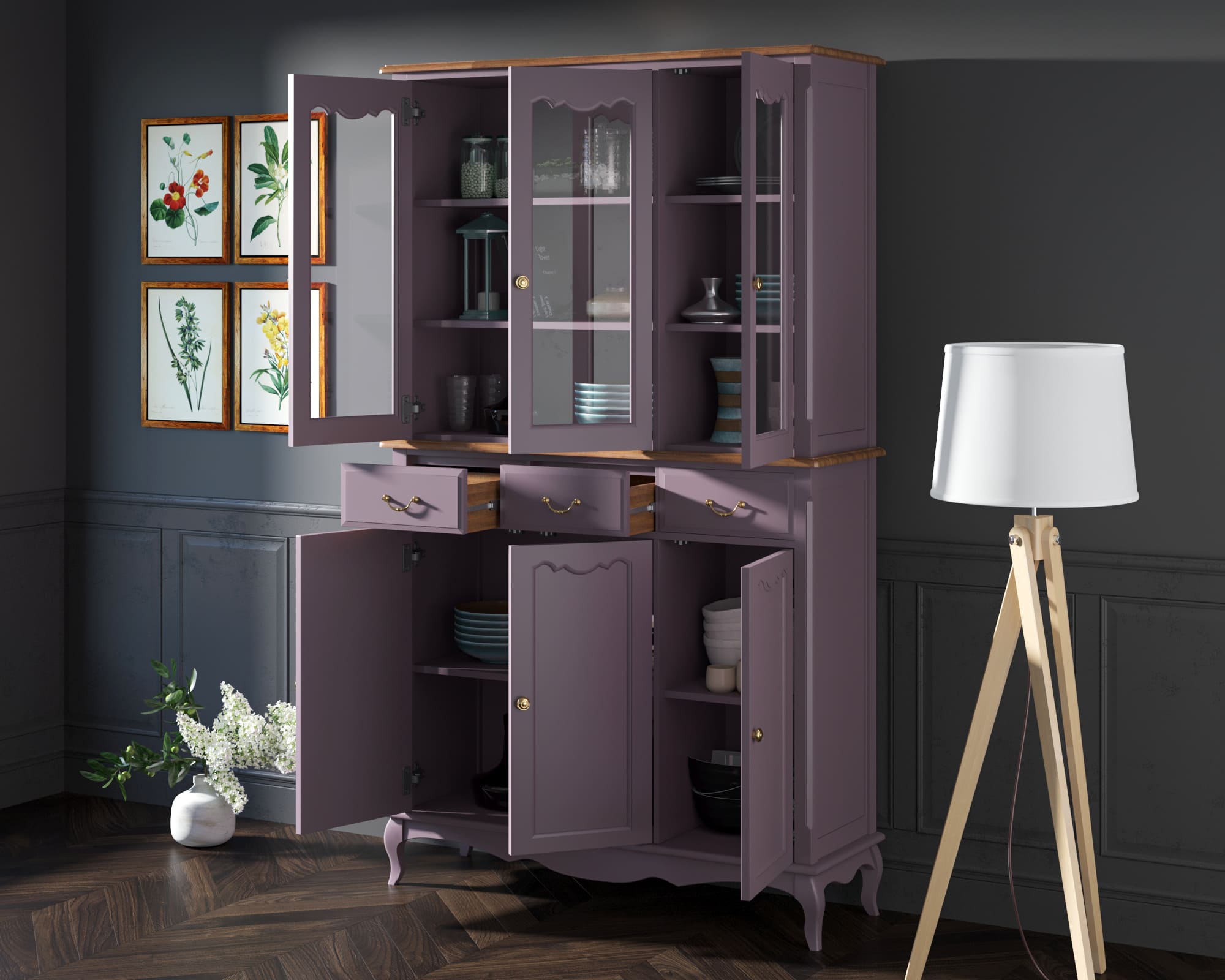 Буфет "Leontina Lavanda" трехстворчатый арт ST9344/2L в интернет-магазине в Москве Буфет "Leontina Lavanda" трехстворчатый арт ST9344/2L в интернет-магазине