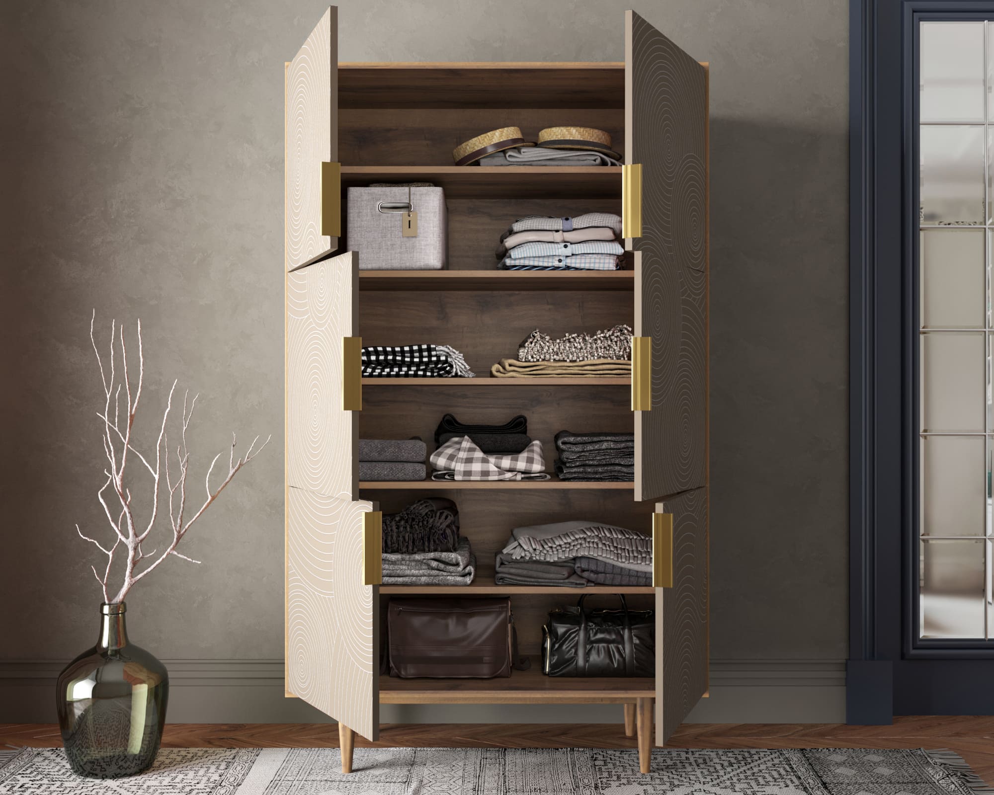 купить Большой комод с шестью дверками "Line" R20/beige в Москве купить Большой комод с шестью дверками "Line" R20/beige