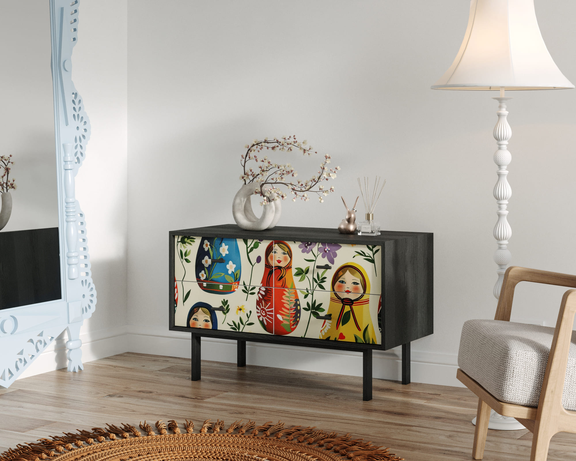 заказать Комод с четырьмя ящиками "Emerson" Матрешки арт EM05/Art04